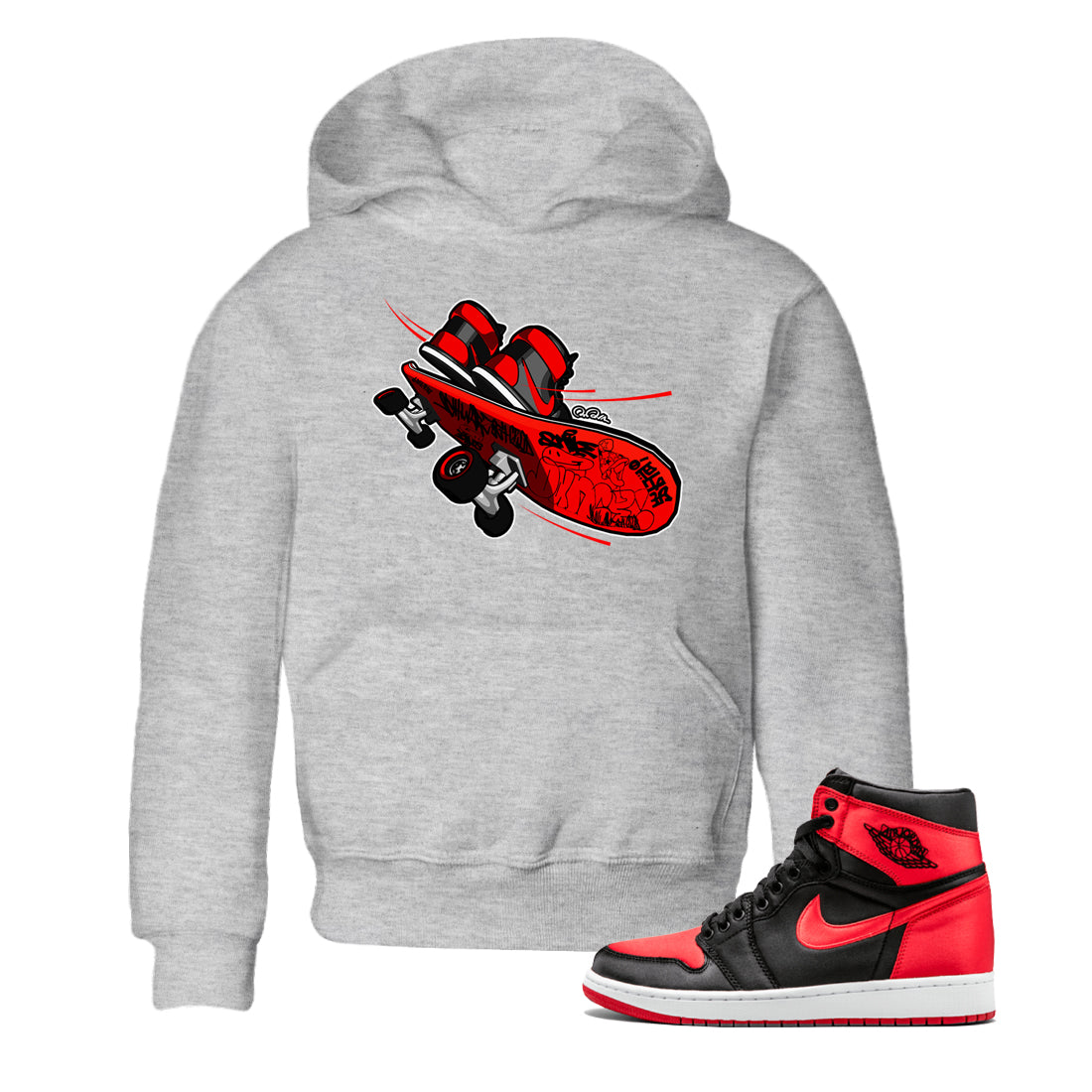 Skateboard snkmatch Tee Kids - Air Jordan 1 Satin Bred