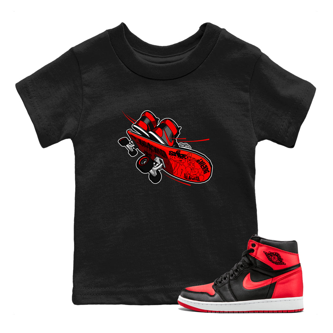 Skateboard snkmatch Tee Kids - Air Jordan 1 Satin Bred