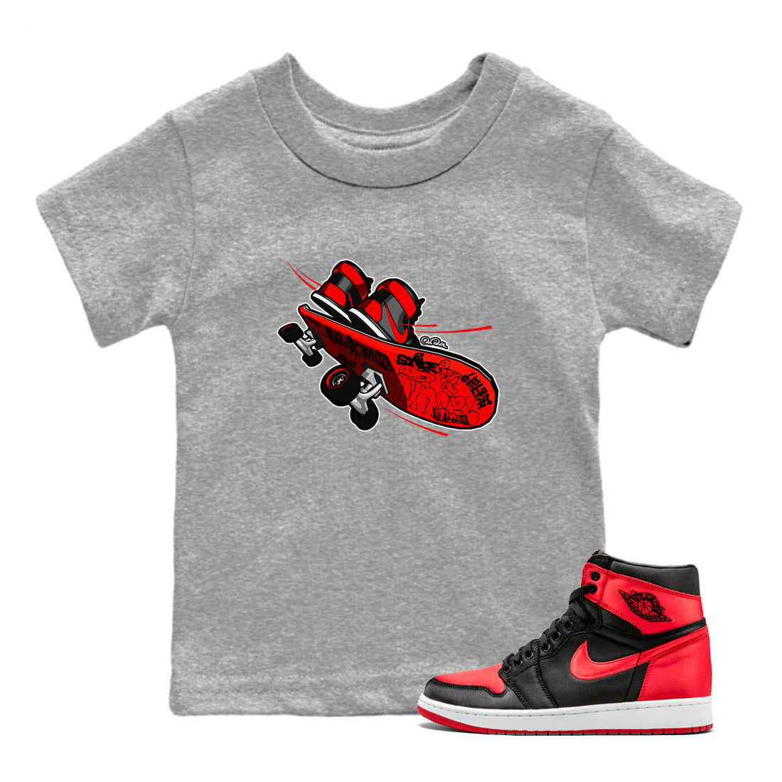 Skateboard snkmatch Tee Kids - Air Jordan 1 Satin Bred