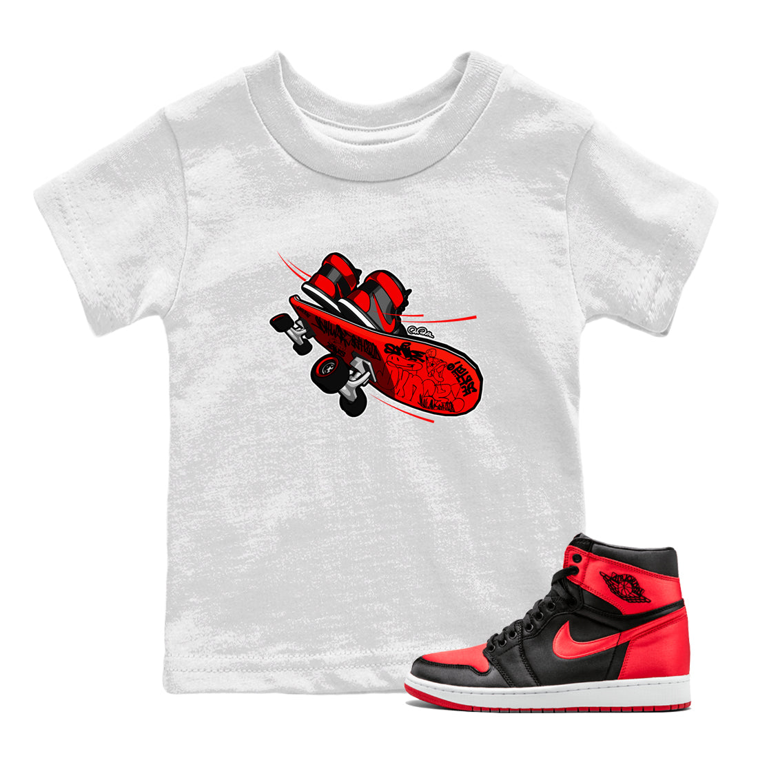 Skateboard snkmatch Tee Kids - Air Jordan 1 Satin Bred