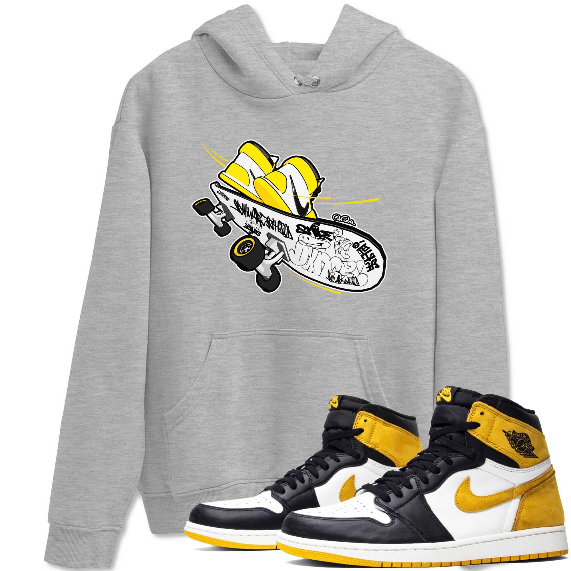 Skateboard snkmatch Tees - Air Jordan 1 Yellow Ochre