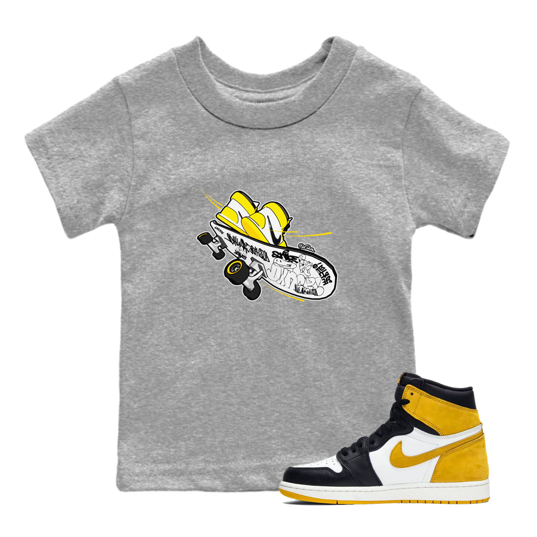 Skateboard snkmatch Tees Kids - Air Jordan 1 Yellow Ochre