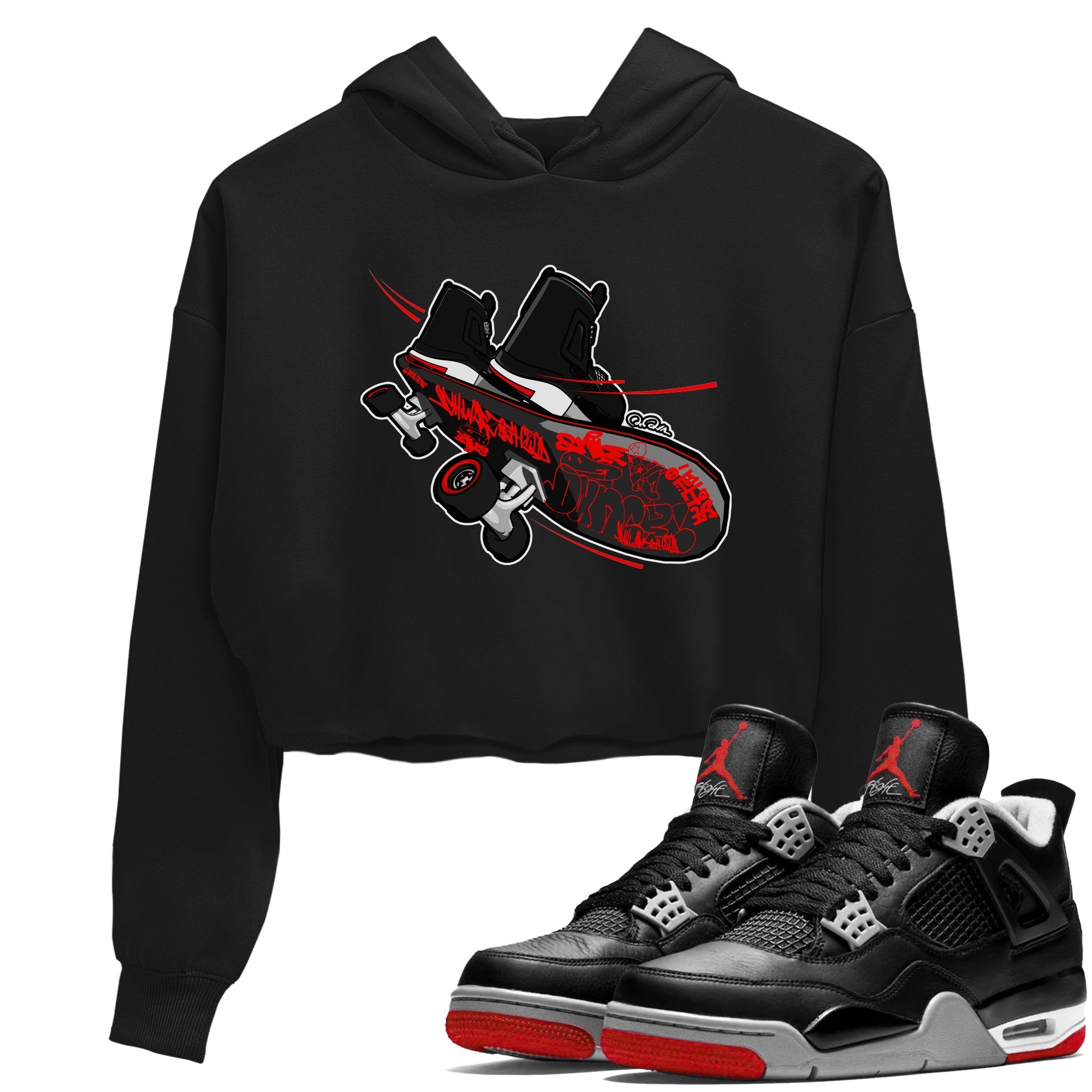 Skateboard snkmatch Women's Top - Air Jordan 4 Bred Reimagined