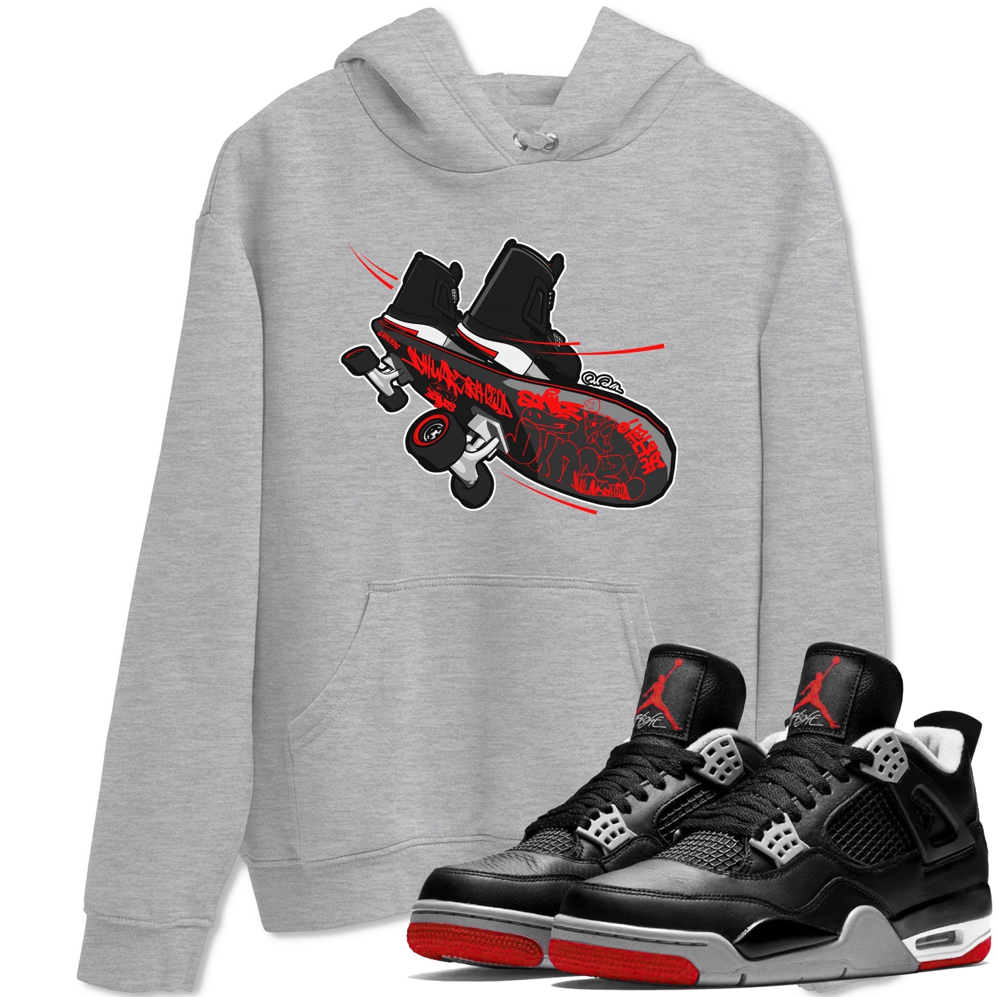 Skateboard snkmatch Tee - Air Jordan 4 Bred Reimagined