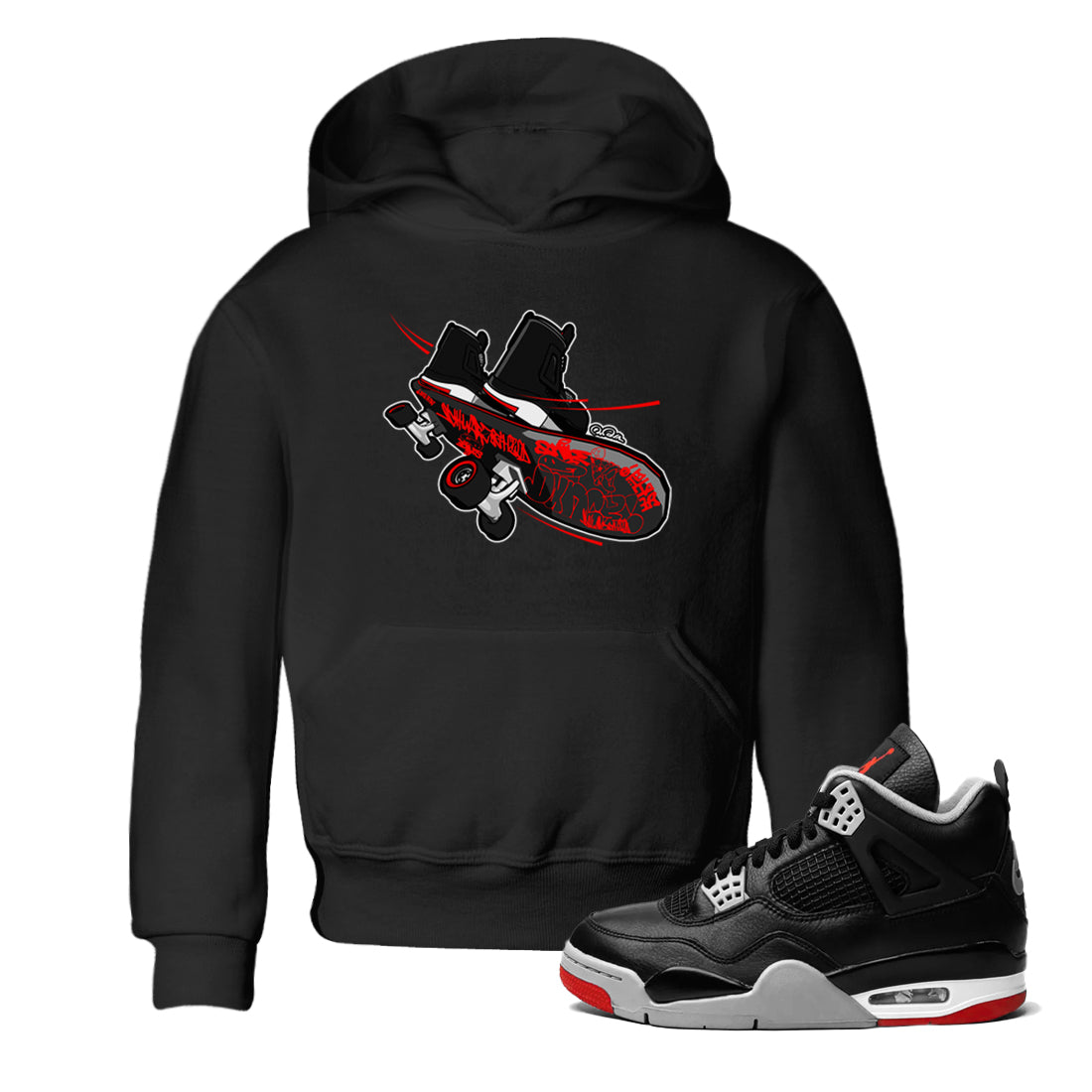 Skateboard snkmatch Tee Kids - Air Jordan 4 Bred Reimagined
