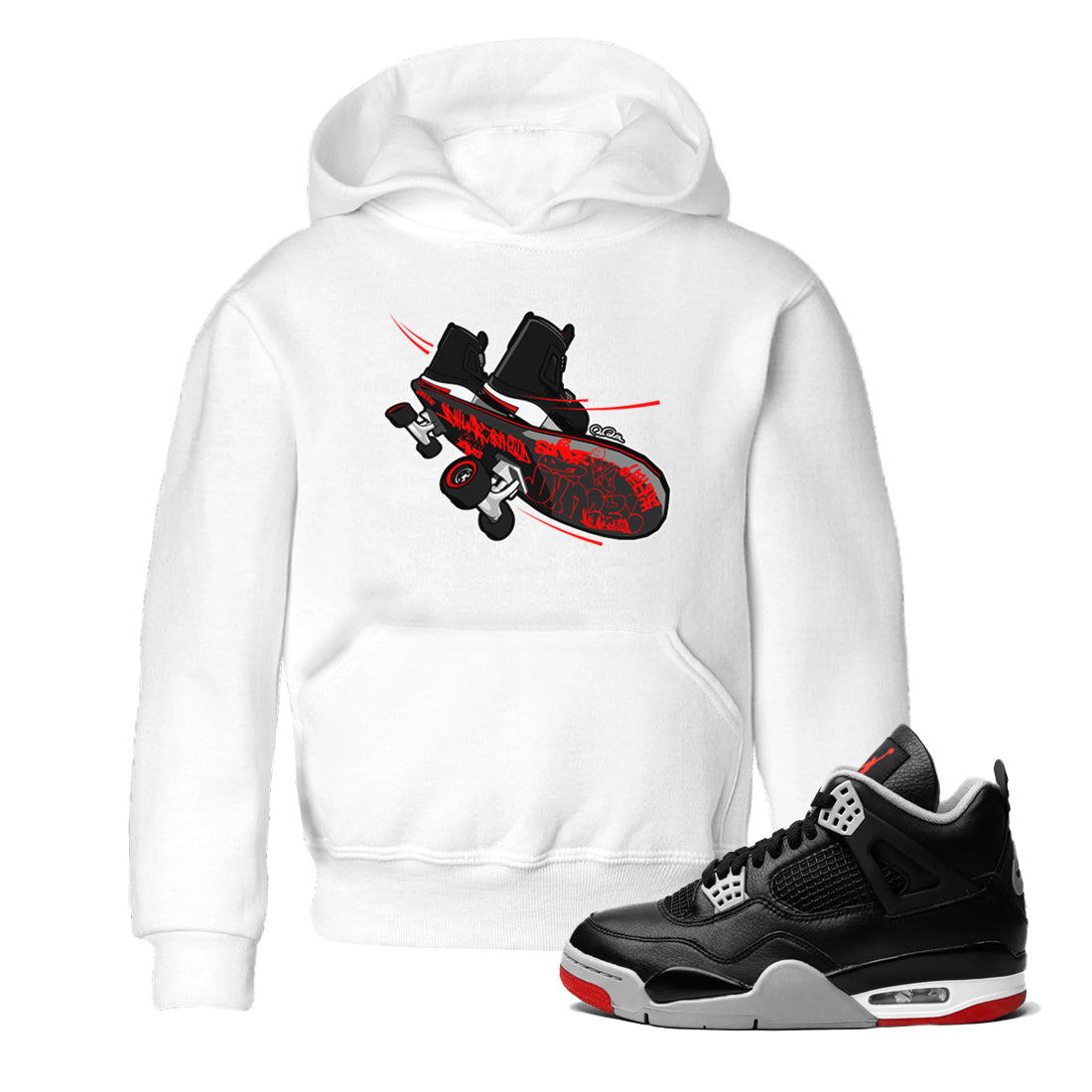 Skateboard snkmatch Tee Kids - Air Jordan 4 Bred Reimagined