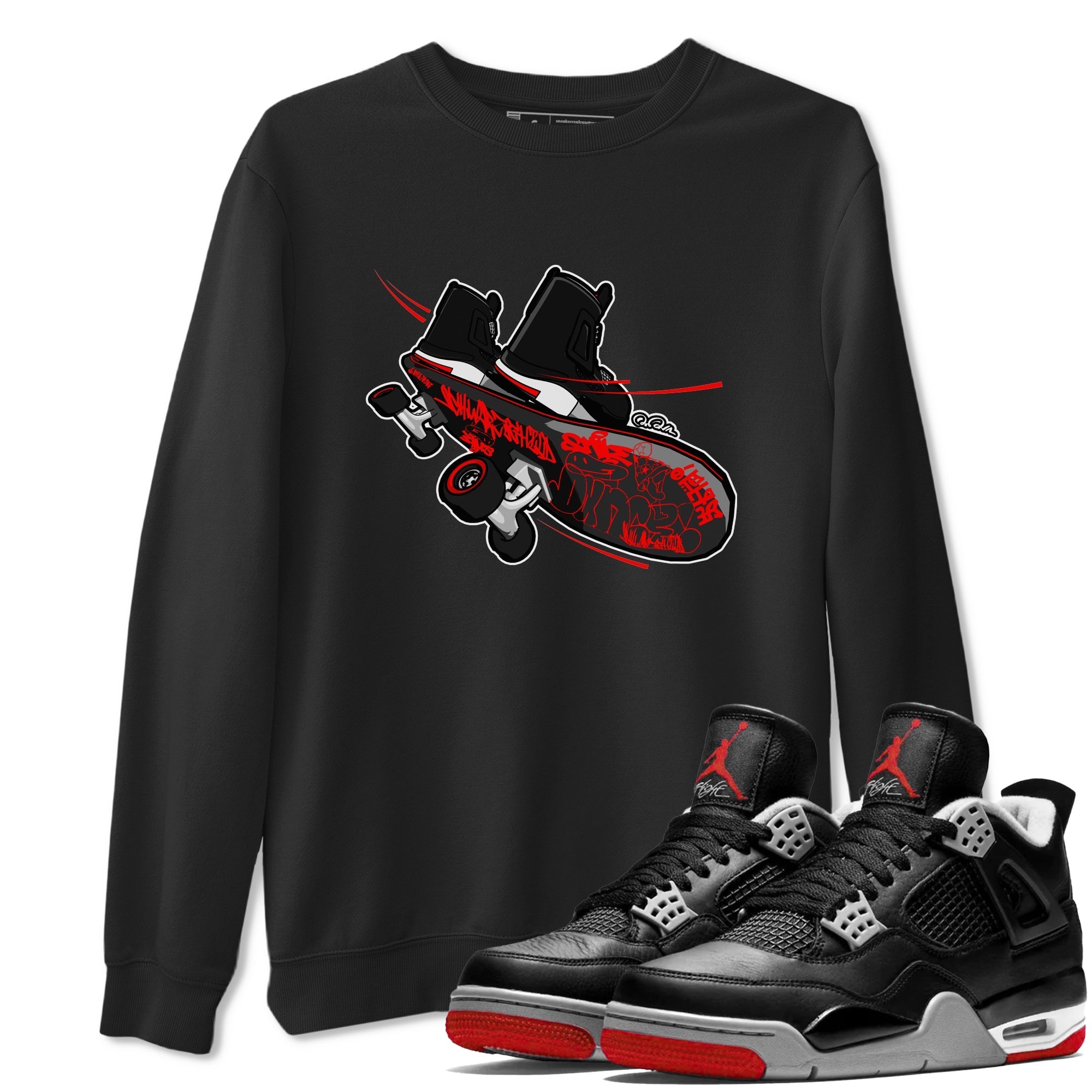 Skateboard snkmatch Tee - Air Jordan 4 Bred Reimagined