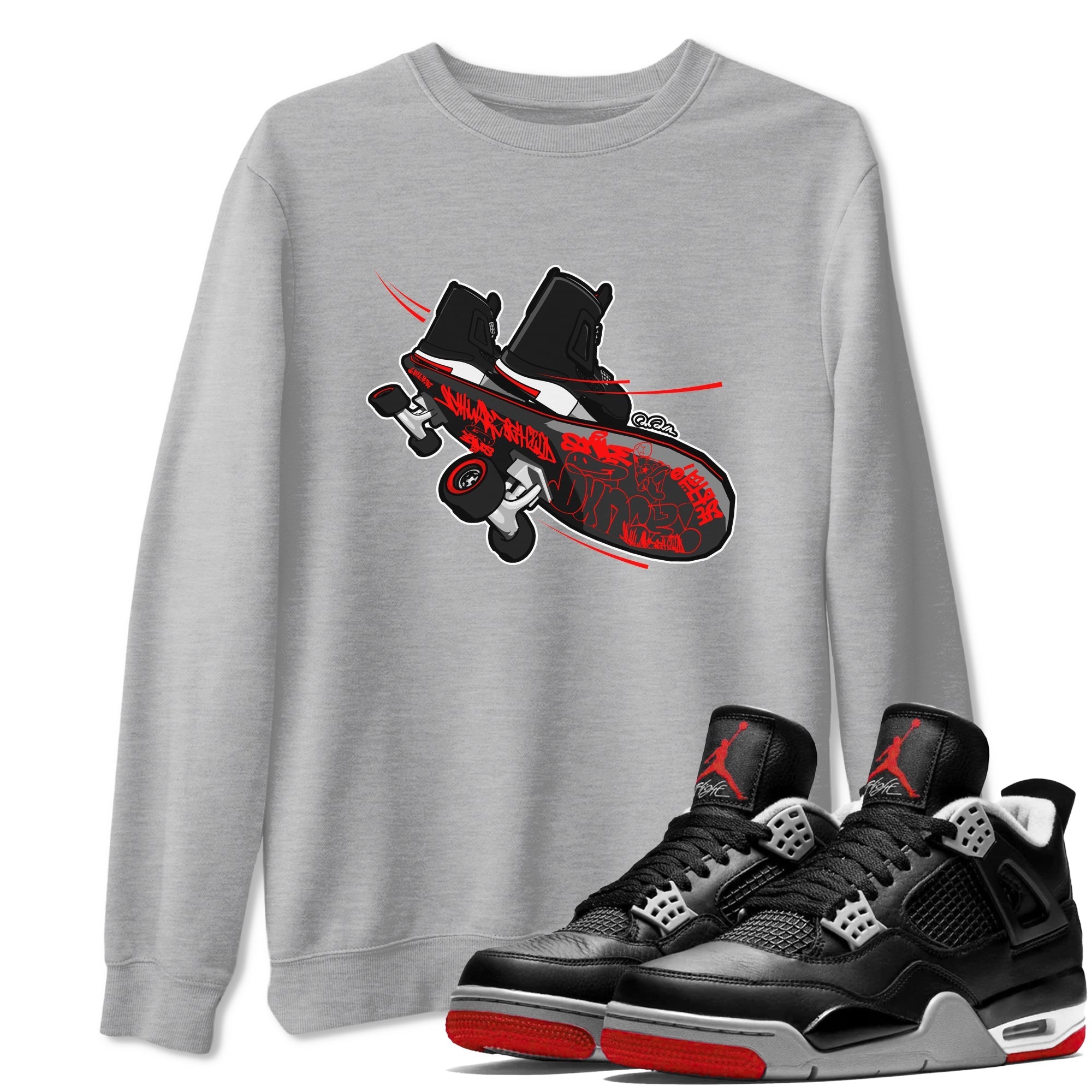 Skateboard snkmatch Tee - Air Jordan 4 Bred Reimagined