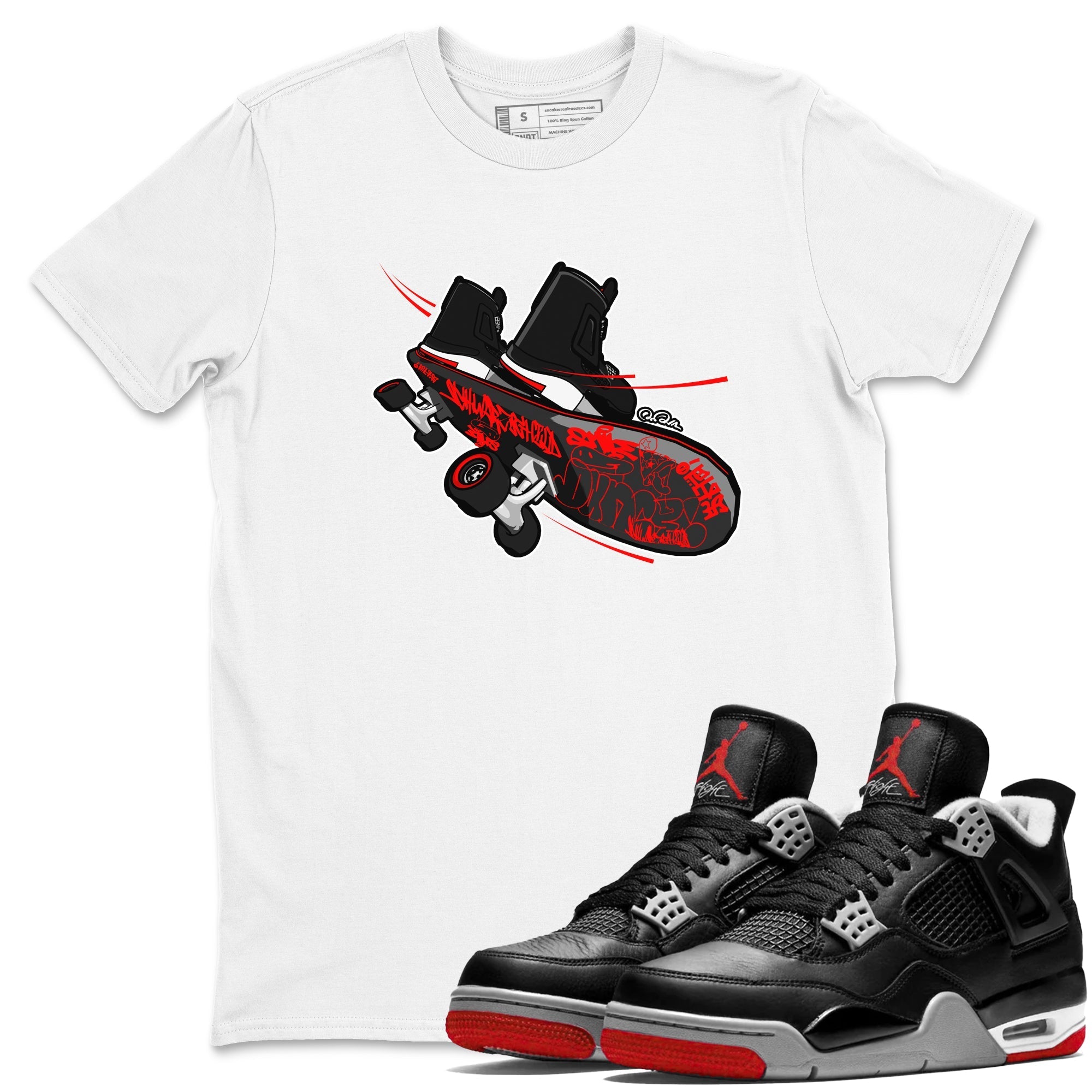Skateboard snkmatch Tee - Air Jordan 4 Bred Reimagined