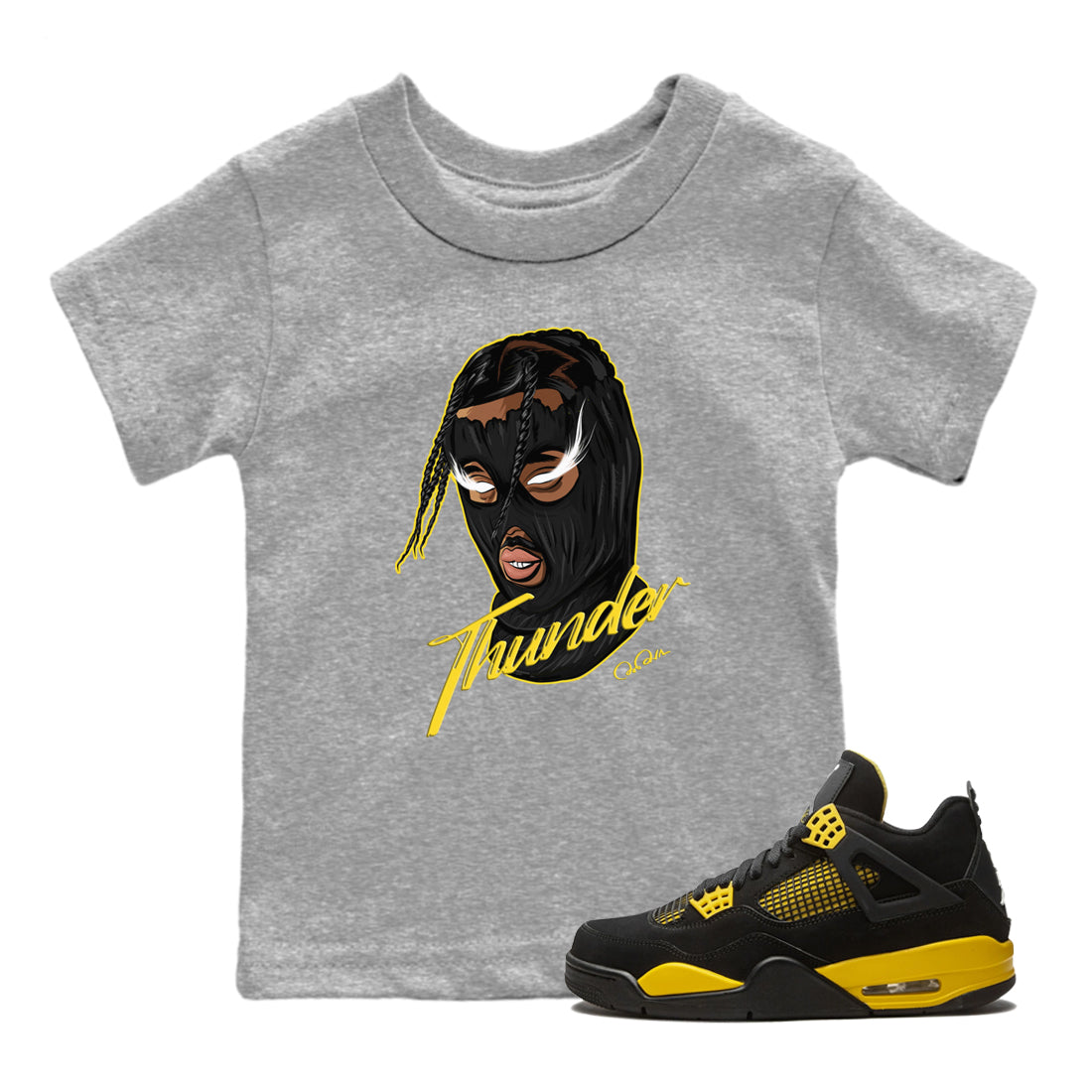 Ski Mask Gang Kids Tops - Air Jordan 4 Thunder