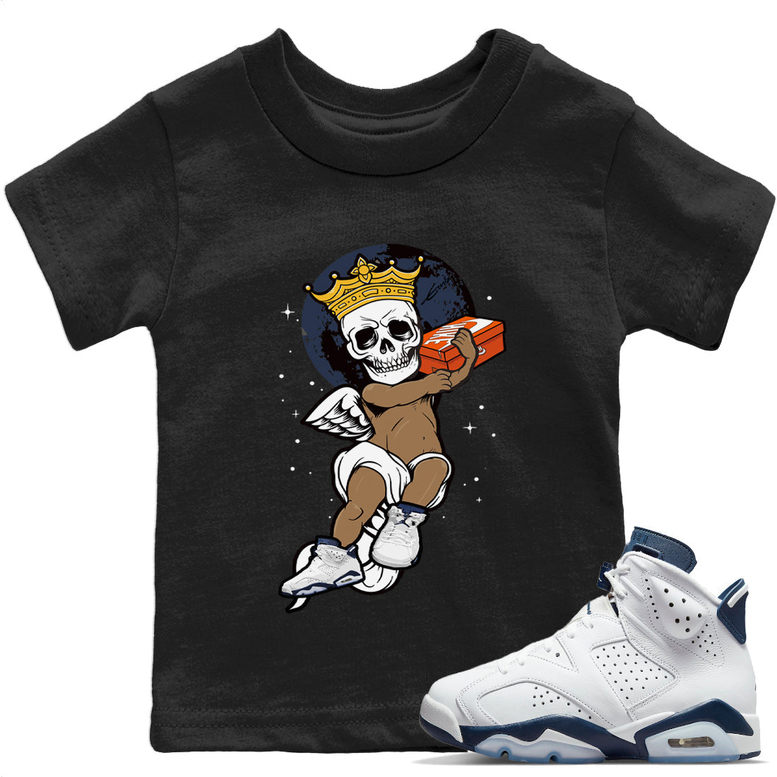 Skull Angel Kids Tops - Air Jordan 6 Midnight Navy