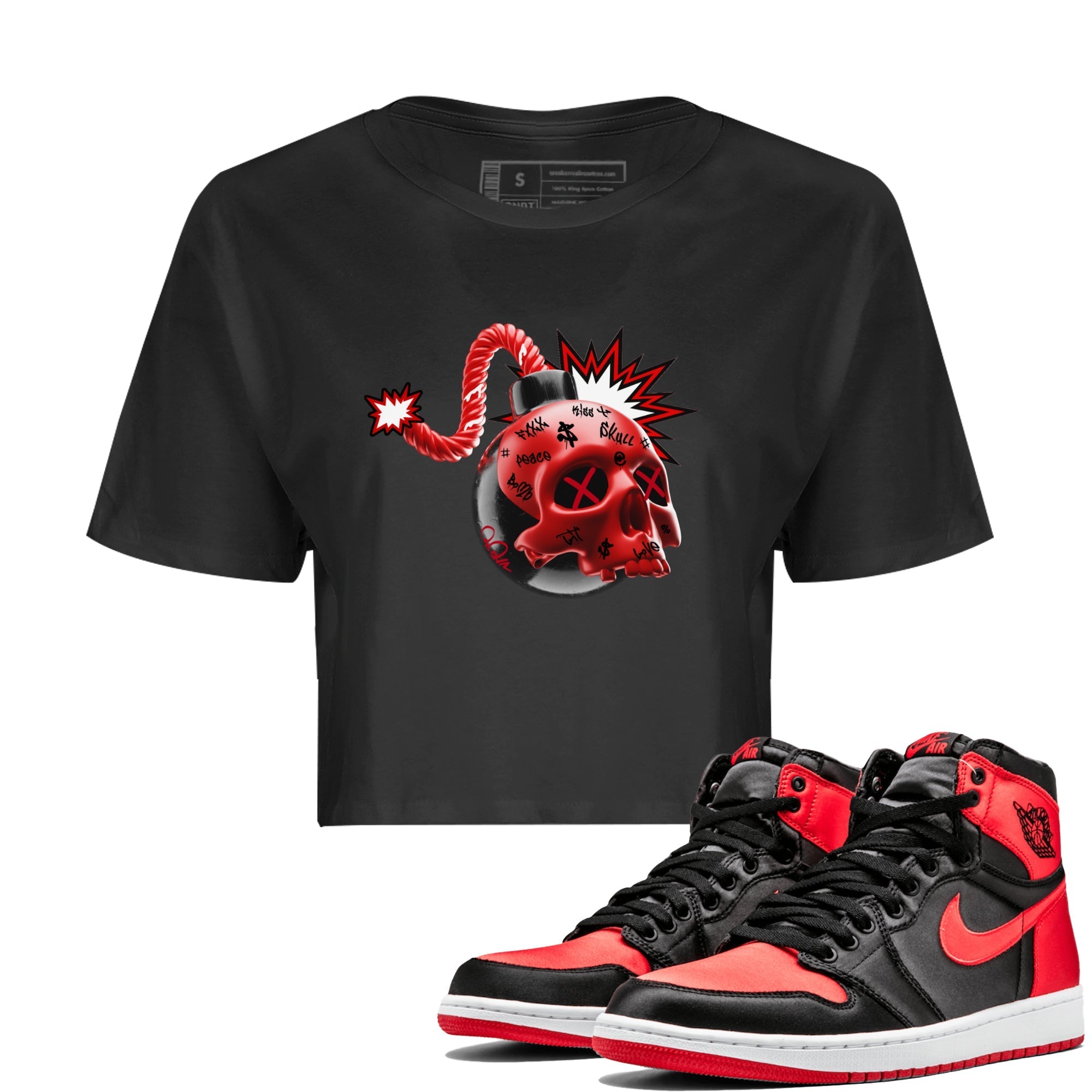 Skull Bomb Women's Tops - Air Jordan 1 Satin Bred