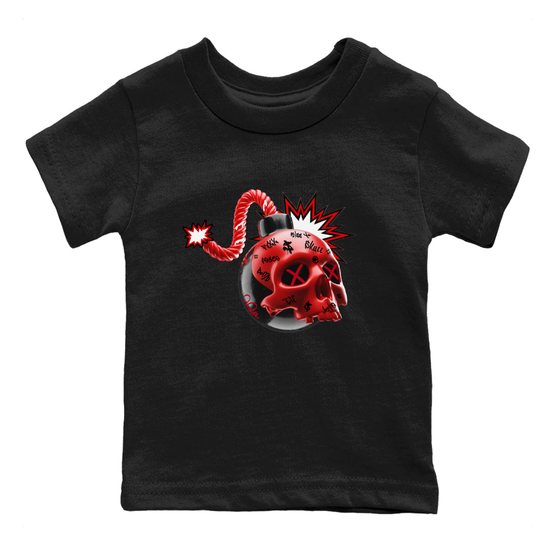 Skull Bomb Kids Tops - Air Jordan 1 Satin Bred