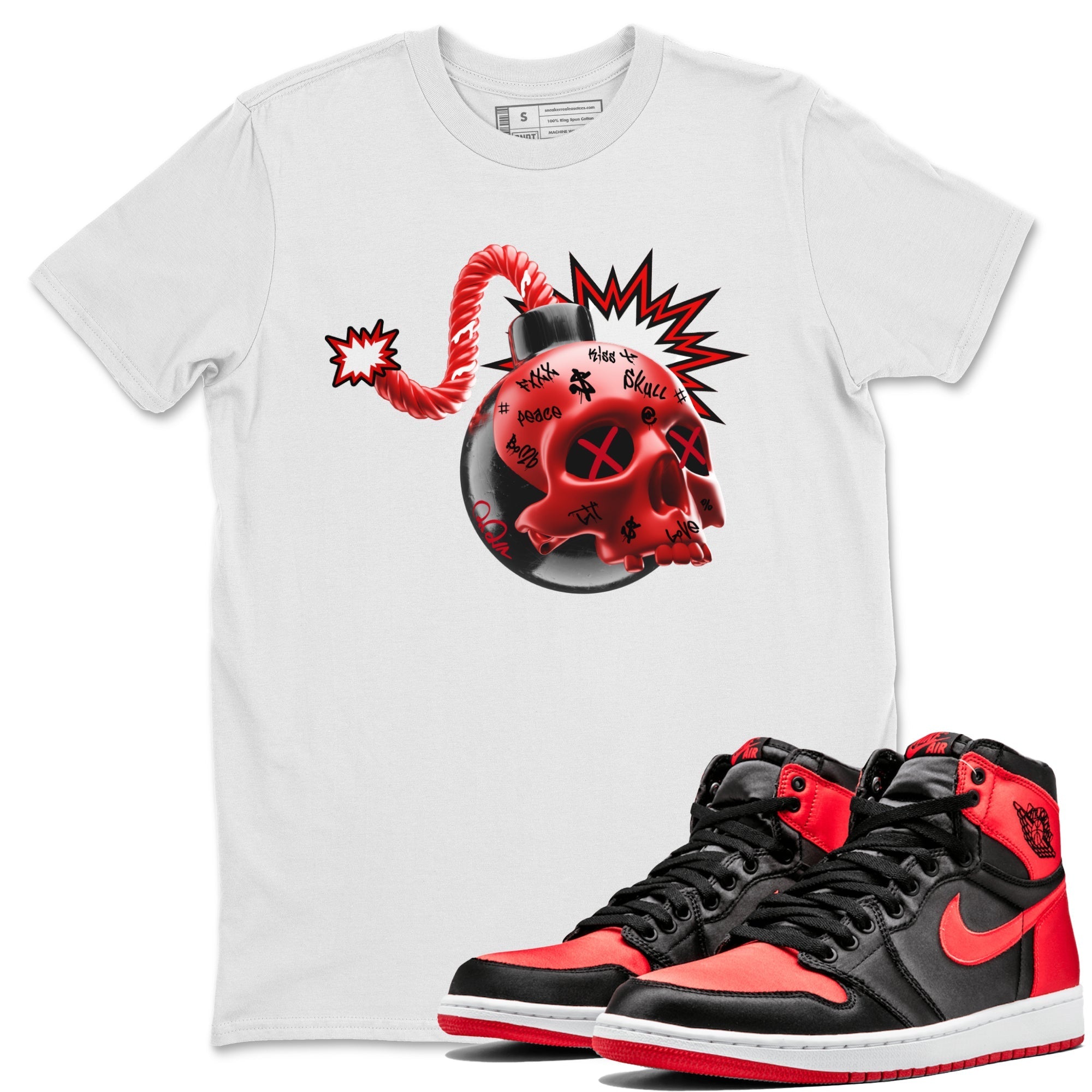 Skull Bomb Unisex Tops - Air Jordan 1 Satin Bred