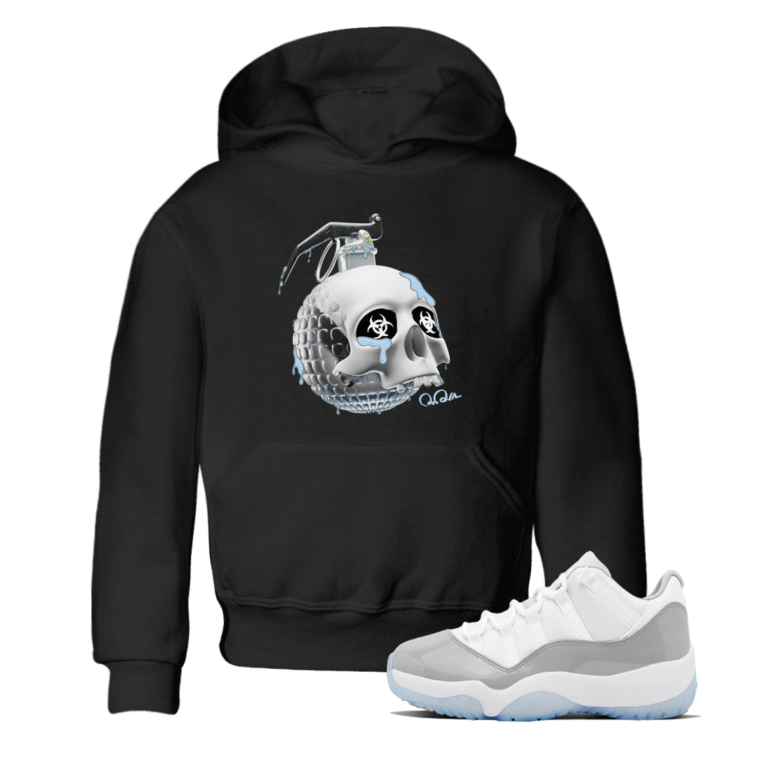 Skull Bomb Kids Tops - Air Jordan 11 White Cement
