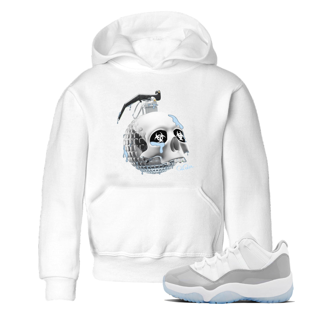 Skull Bomb Kids Tops - Air Jordan 11 White Cement