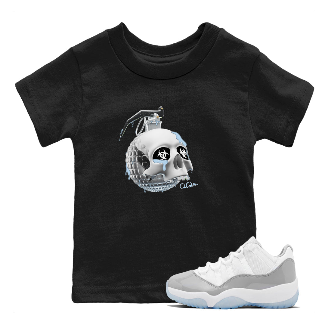Skull Bomb Kids Tops - Air Jordan 11 White Cement