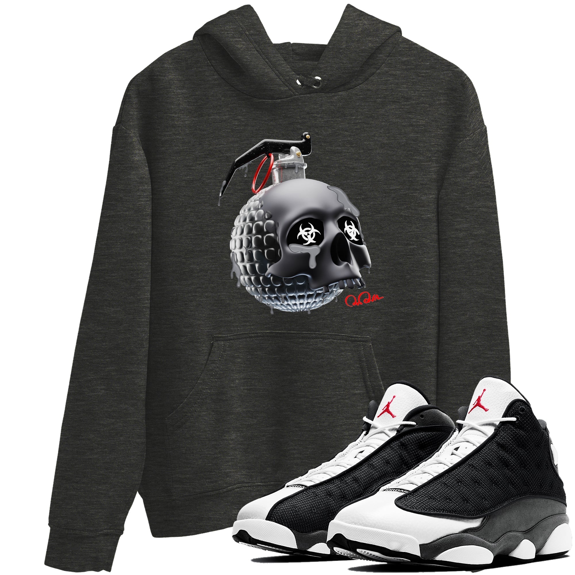 Skull Bomb Unisex Tops - Air Jordan 13 Black Flint