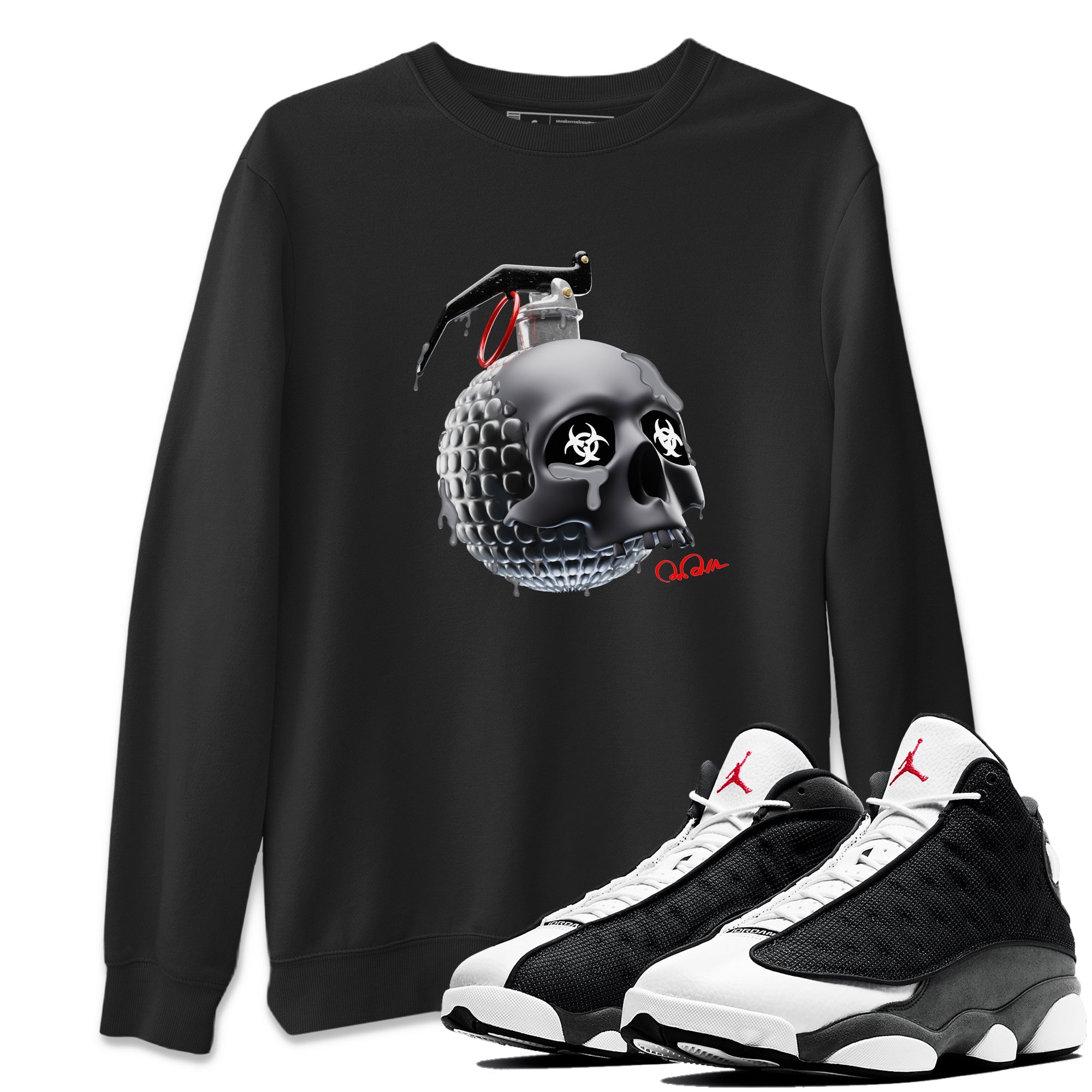 Skull Bomb Unisex Tops - Air Jordan 13 Black Flint
