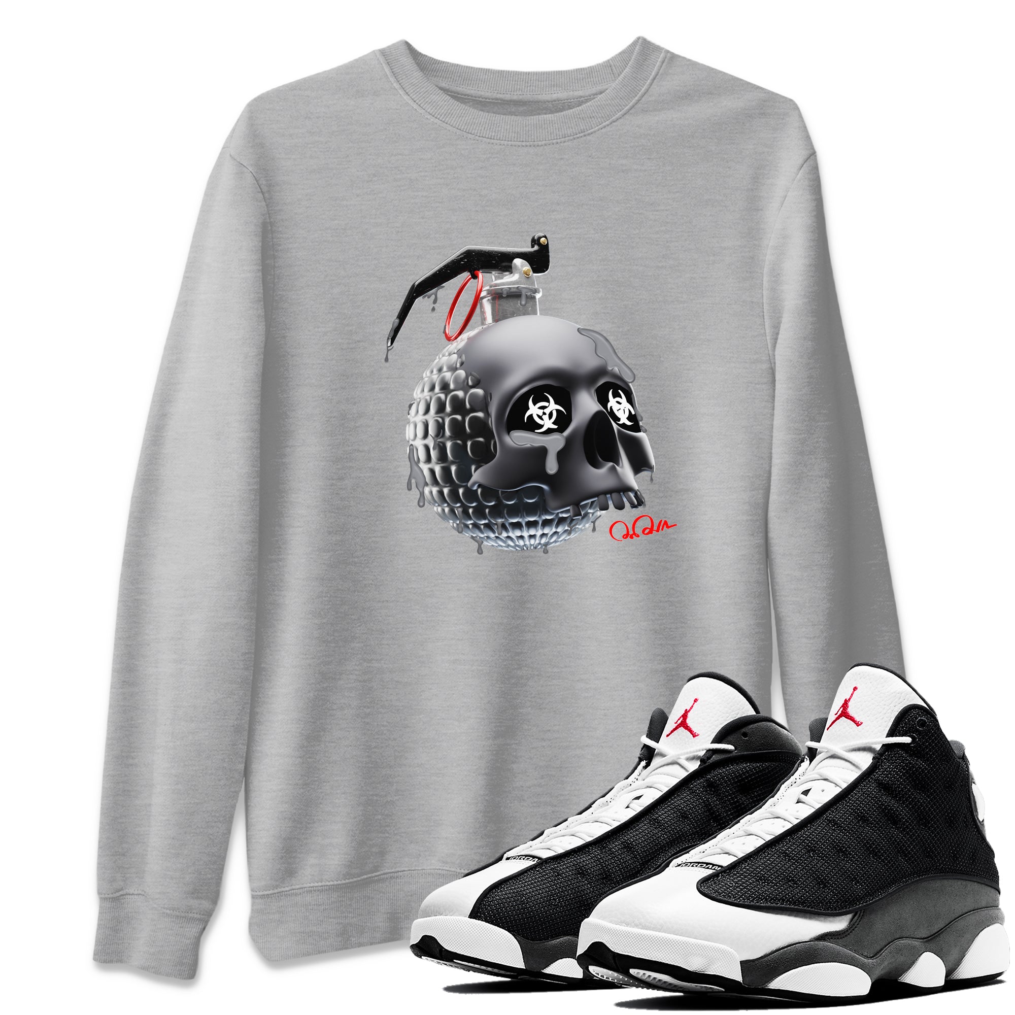 Skull Bomb Unisex Tops - Air Jordan 13 Black Flint