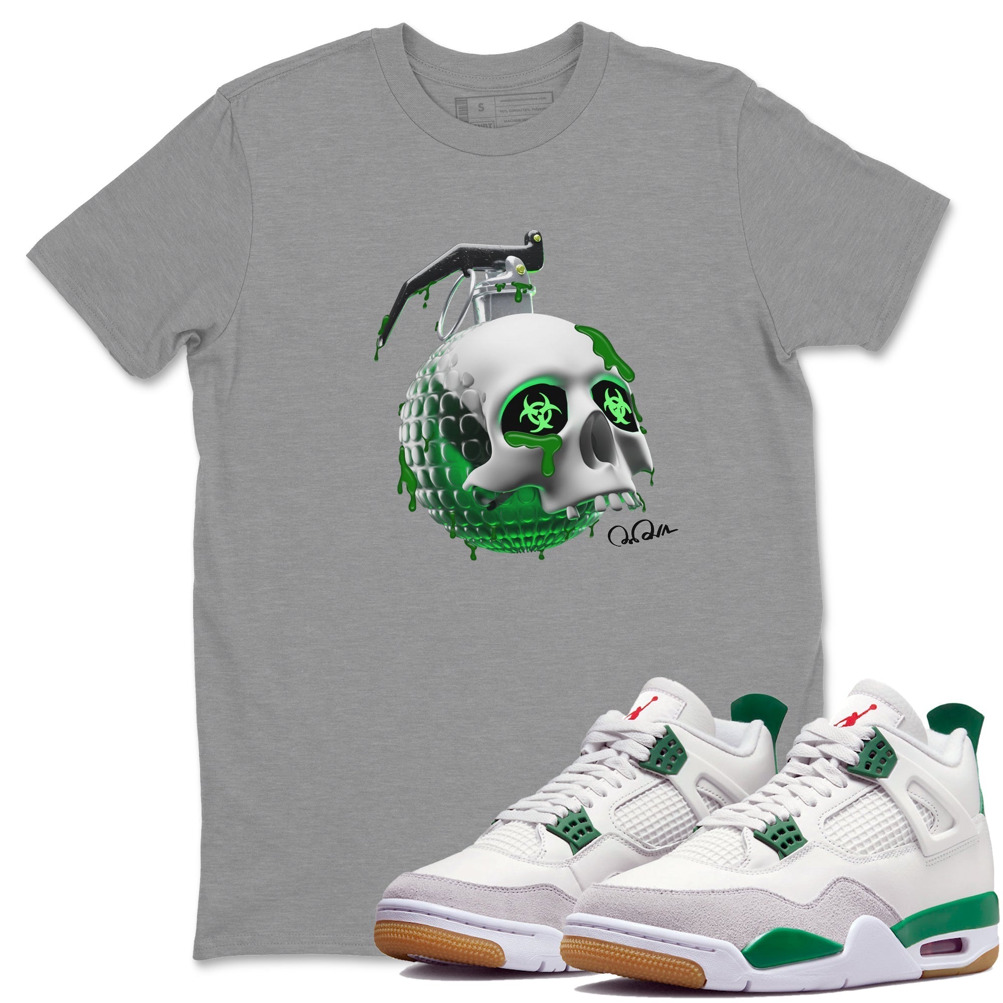 Skull Bomb Unisex Tops - Air Jordan 4 Pine Green SB