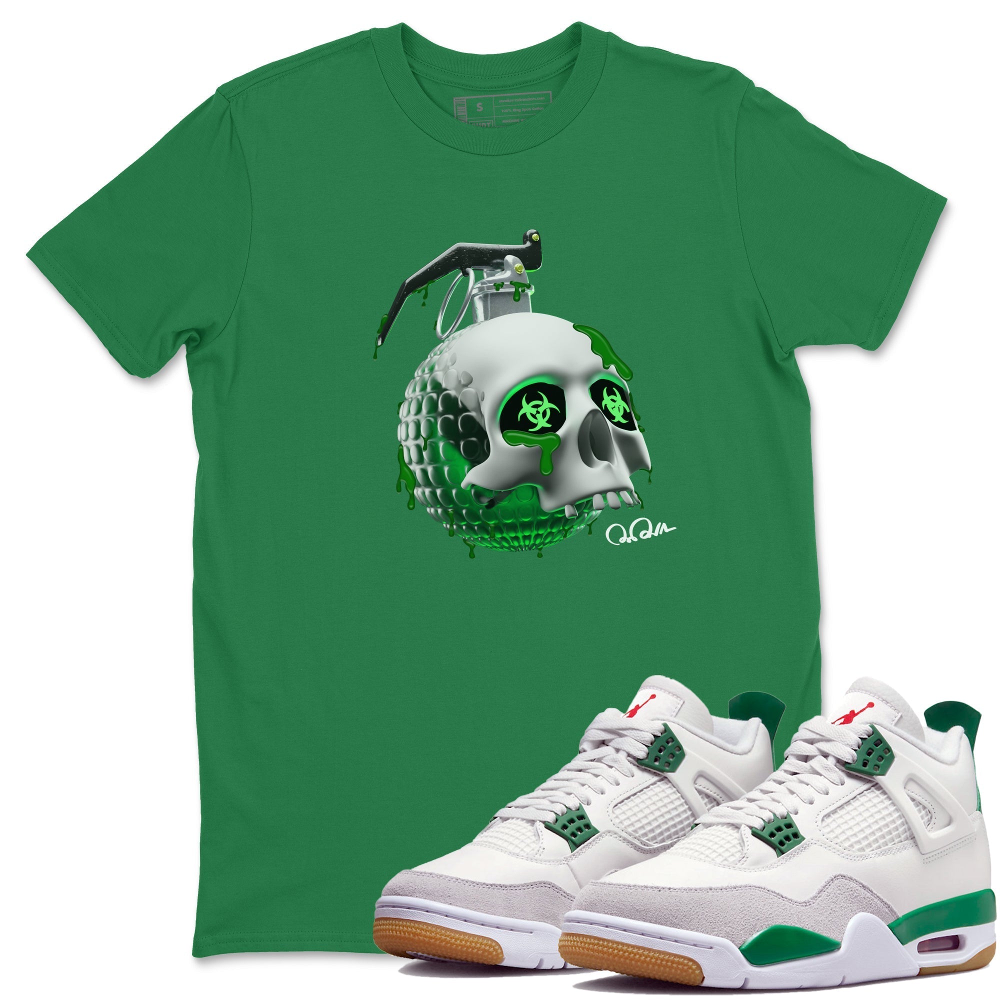 Skull Bomb Unisex Tops - Air Jordan 4 Pine Green