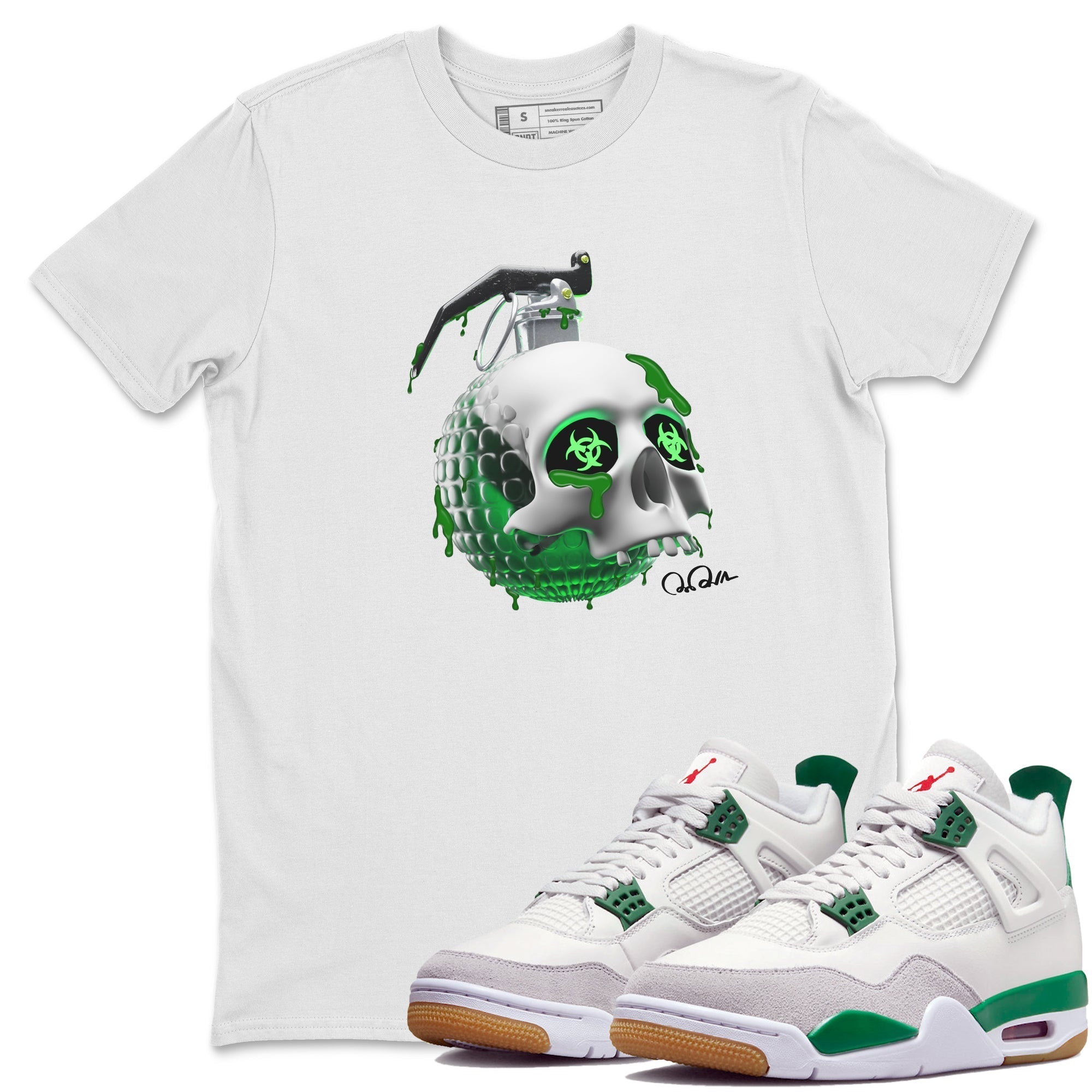Skull Bomb Unisex Tops - Air Jordan 4 Pine Green SB