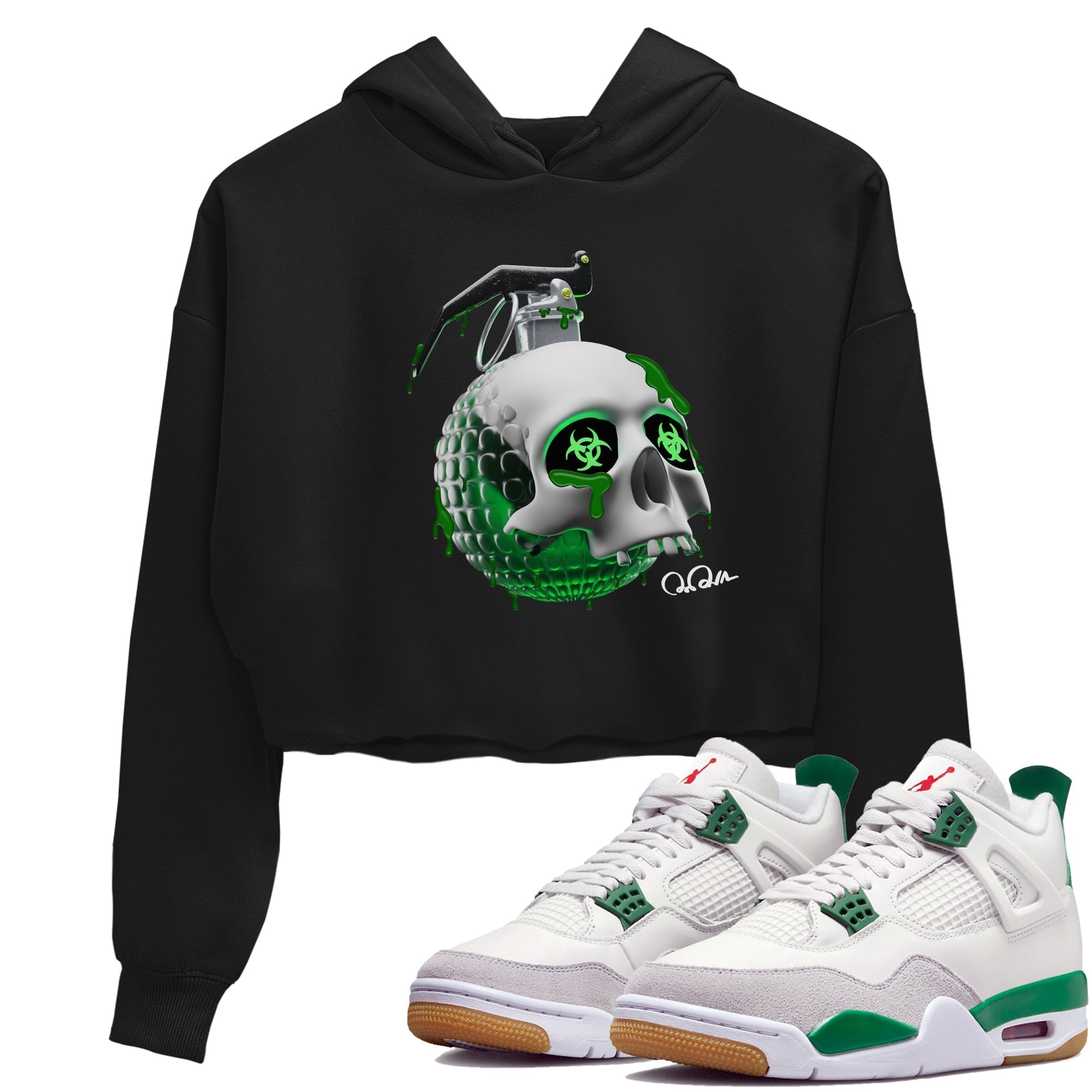 Skull Bomb Women's Tops - Air Jordan 4 Pine Green SB