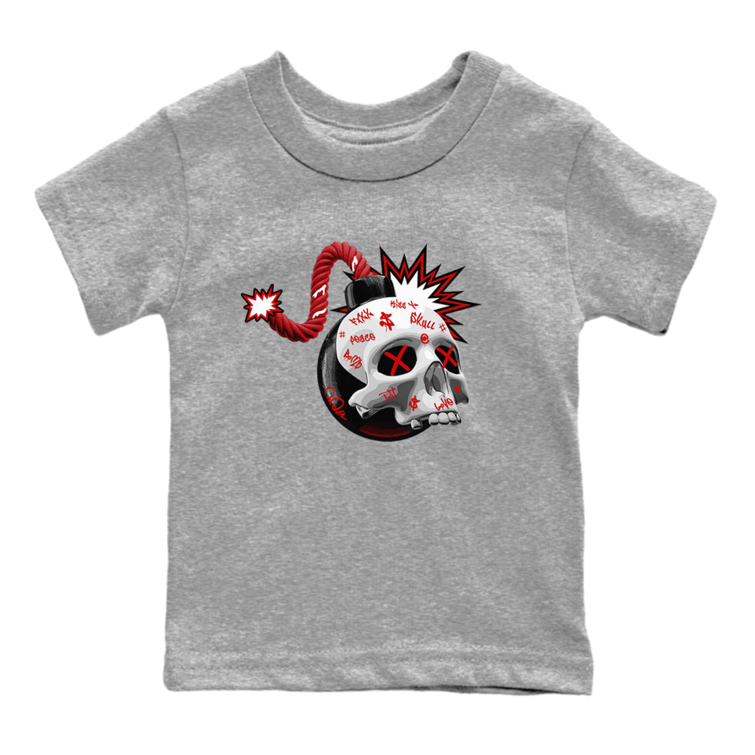 Skull Bomb Kids Tops - Air Jordan 4 Red Cement