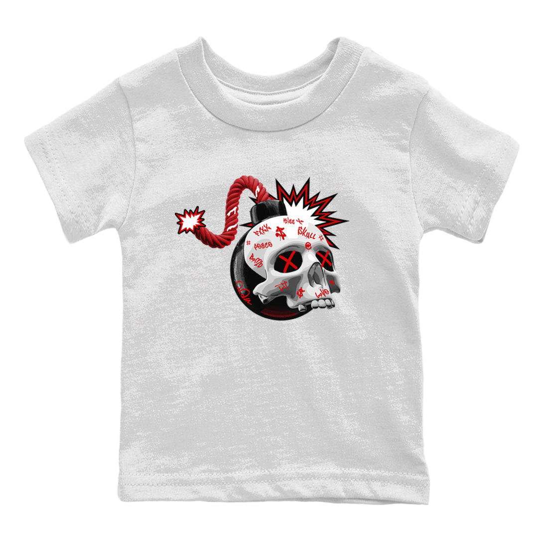 Skull Bomb Kids Tops - Air Jordan 4 Red Cement