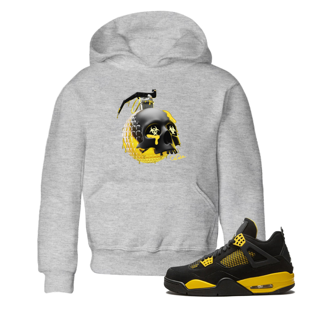 Skull Bomb Kids Tops - Air Jordan 4 Thunder