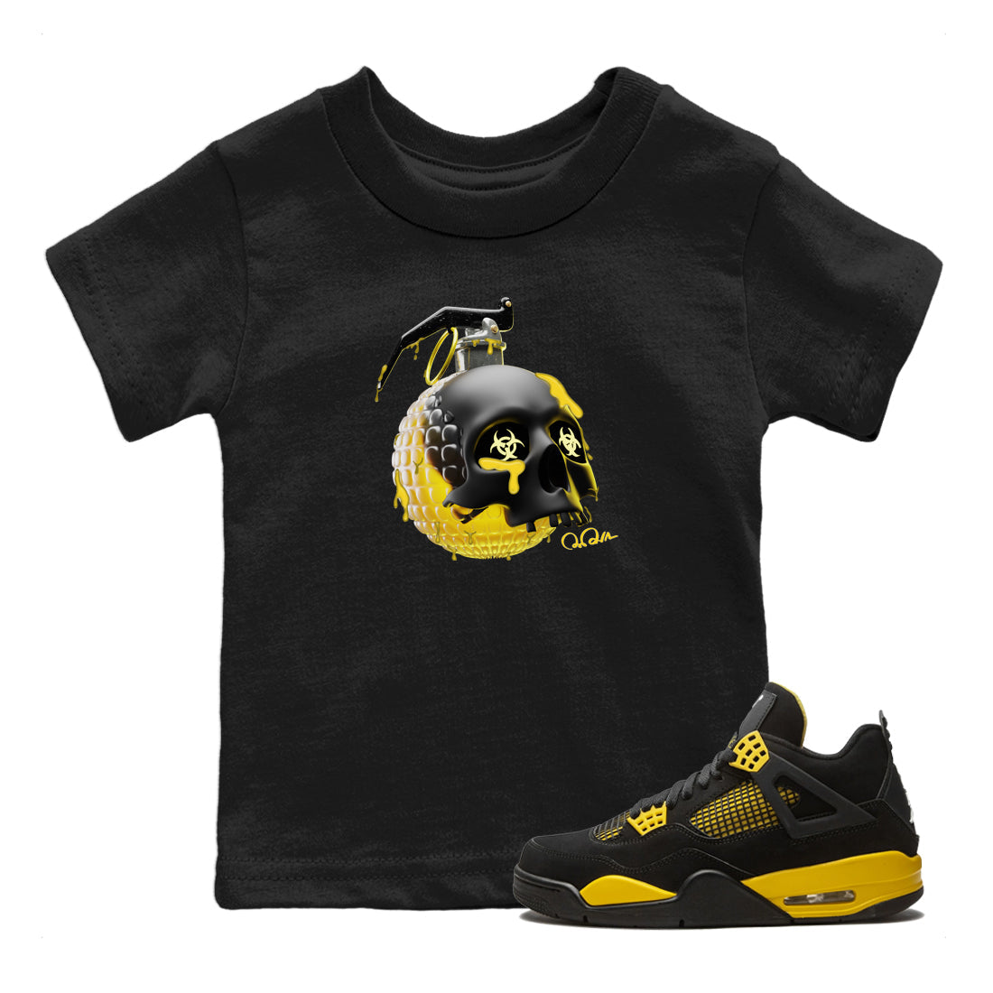Skull Bomb Kids Tops - Air Jordan 4 Thunder