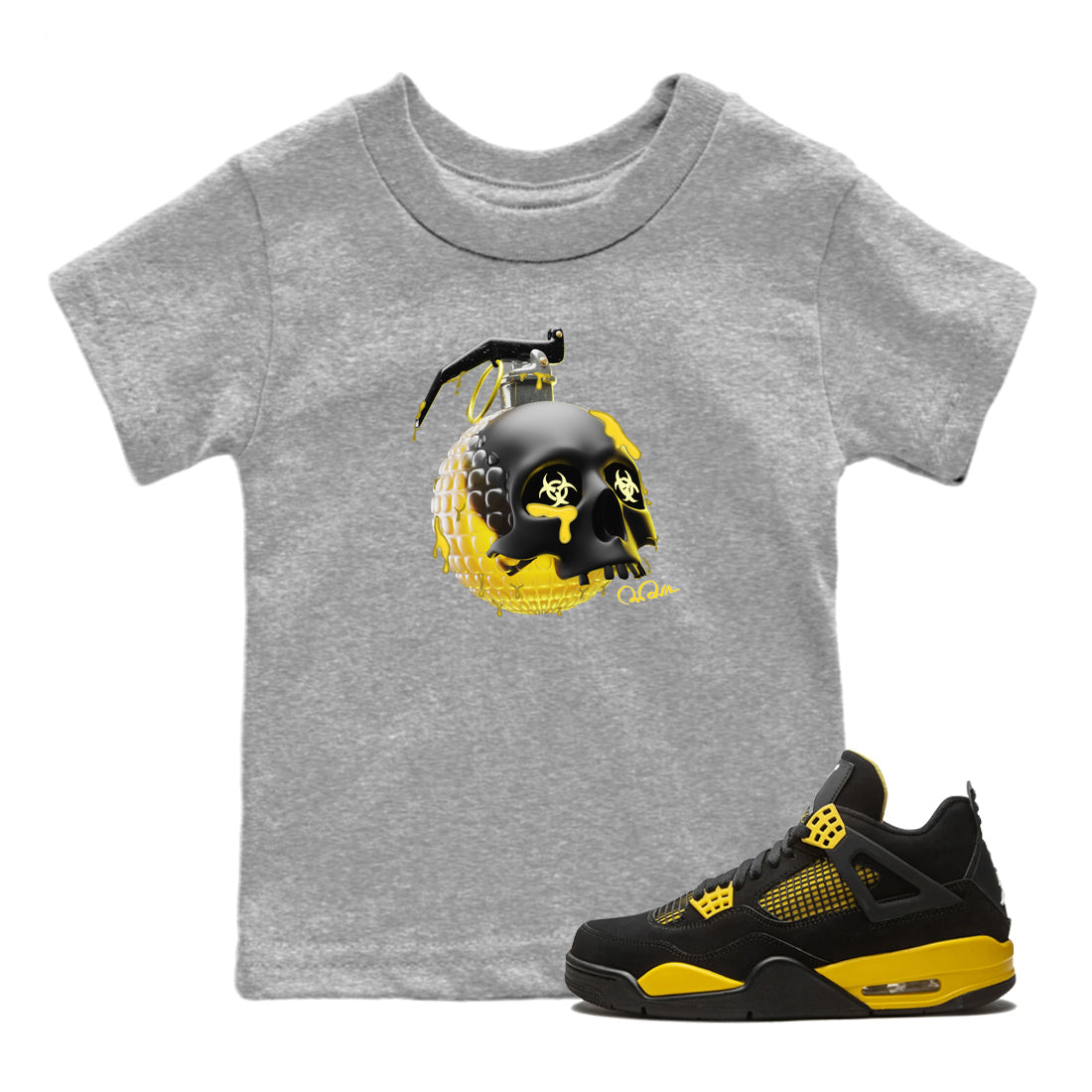 Skull Bomb Kids Tops - Air Jordan 4 Thunder