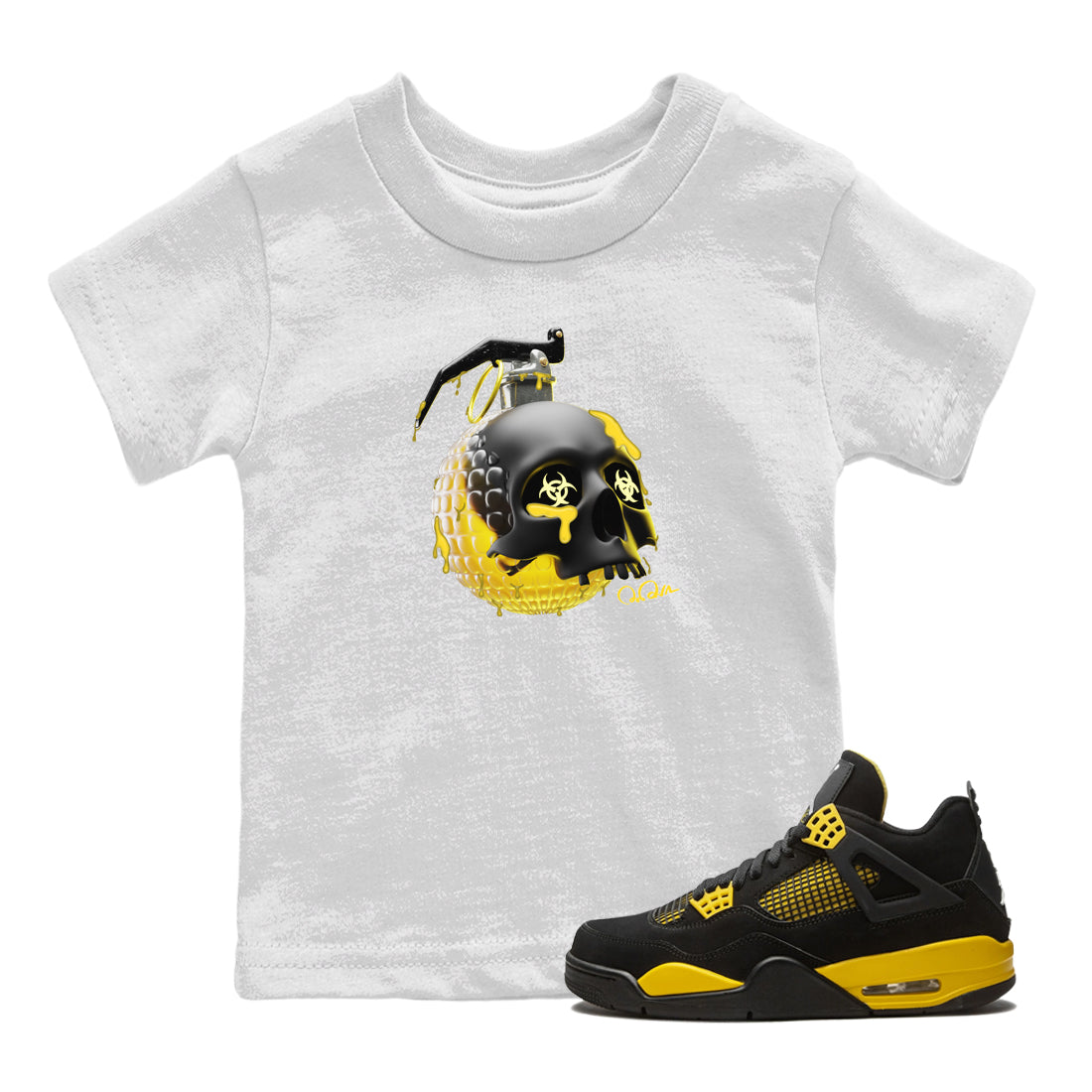 Skull Bomb Kids Tops - Air Jordan 4 Thunder