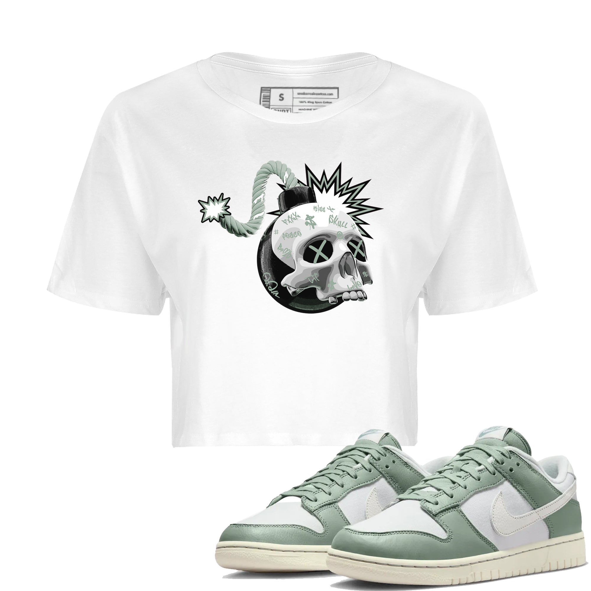 Skull Bomb Women's Tops - Dunk Mica Green