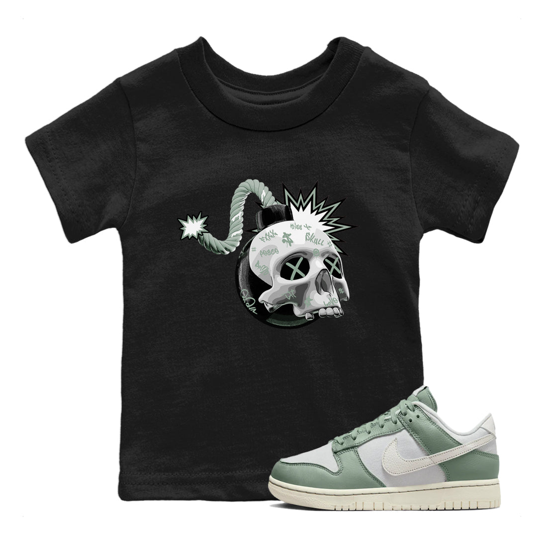 Skull Bomb Kids Tops - Dunk Mica Green