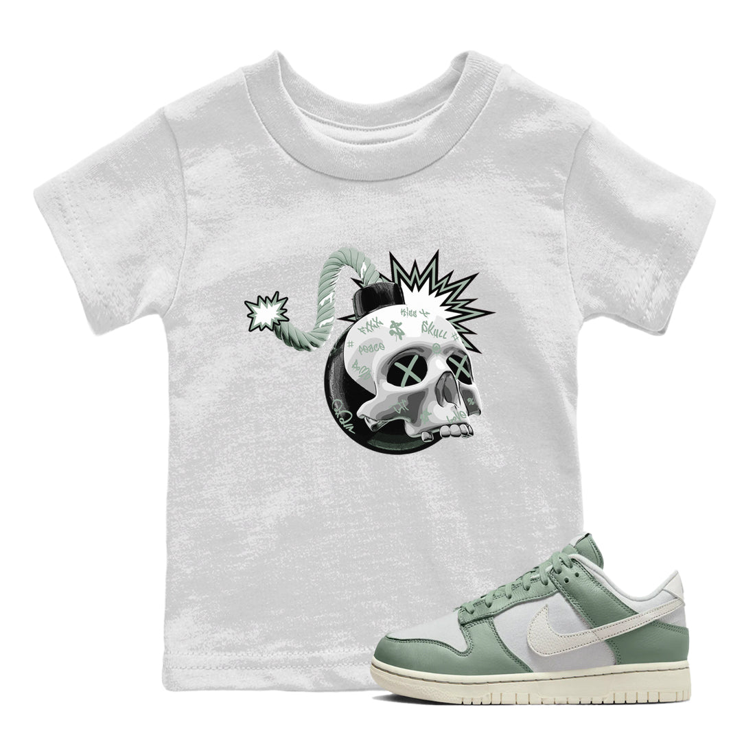 Skull Bomb Kids Tops - Dunk Mica Green