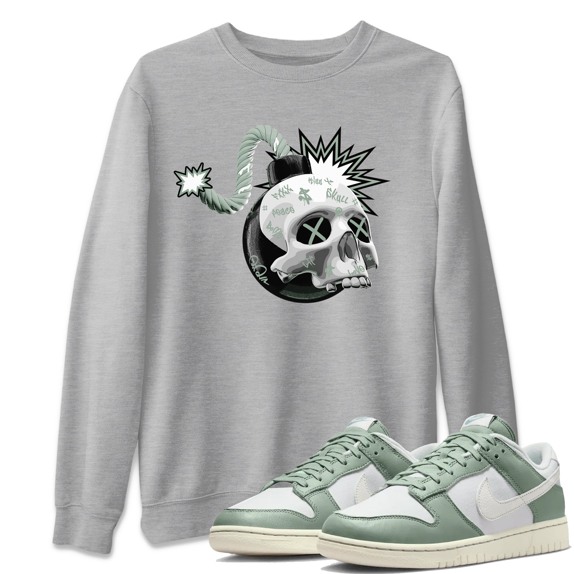 Skull Bomb Unisex Tops - Dunk Mica Green
