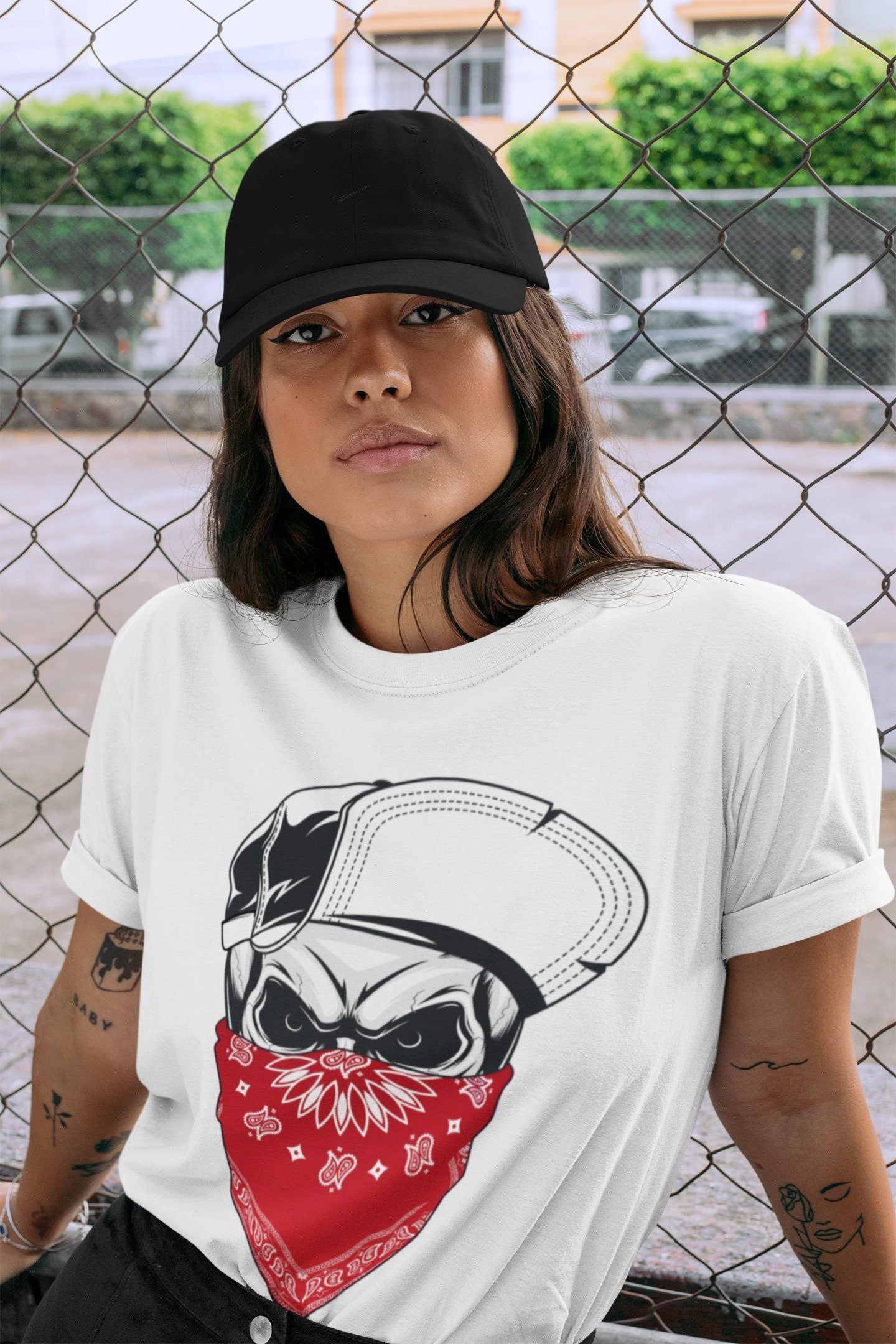 Skull Hat Unisex Tops - Air Jordan 1 Varsity Red