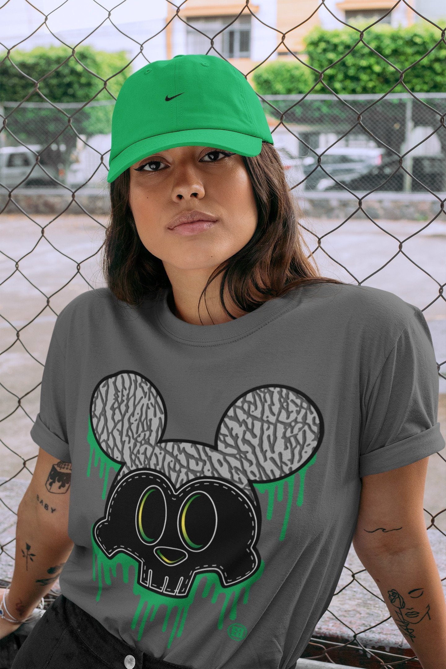 Skull Mouse Unisex Tops - Air Jordan 3 Pine Green