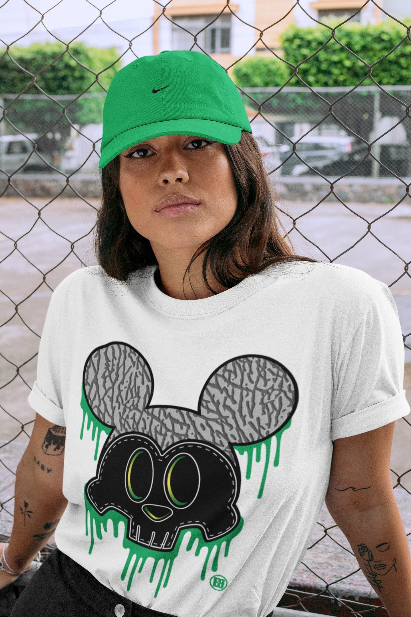 Skull Mouse Unisex Tops - Air Jordan 3 Pine Green