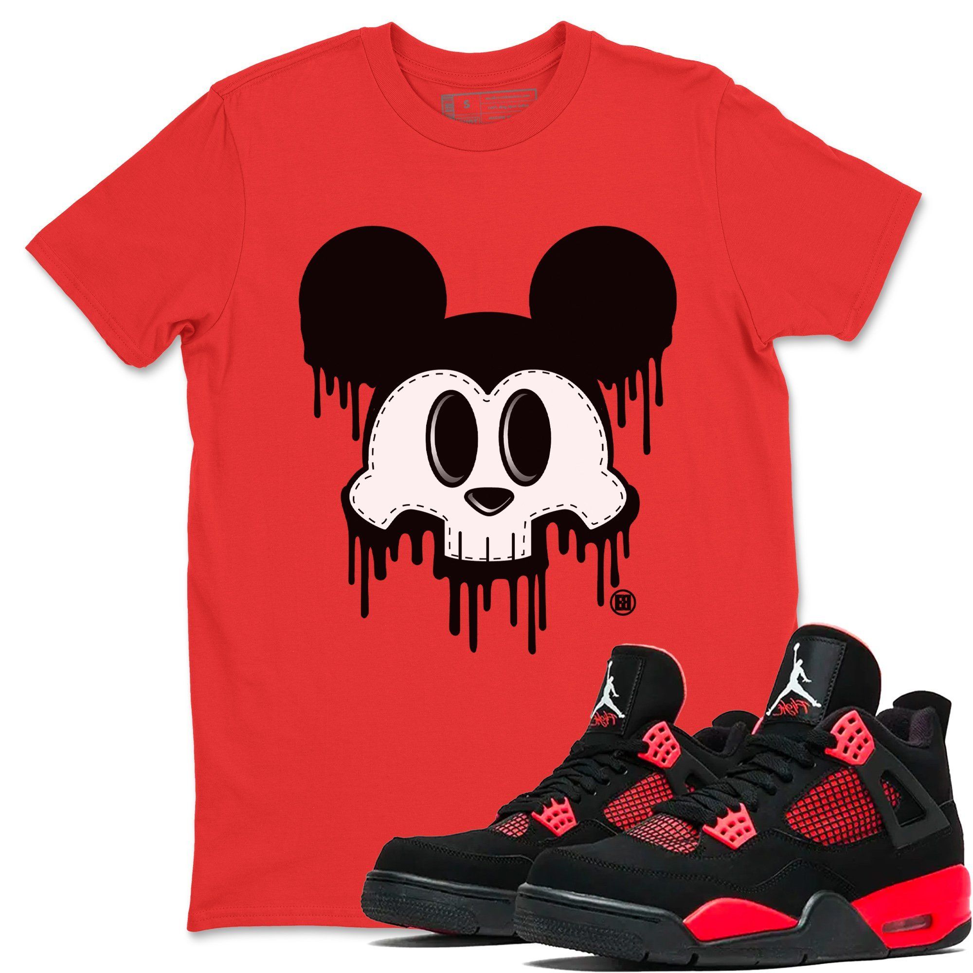 Skull Mouse Unisex Tops - Air Jordan 4 Red Thunder