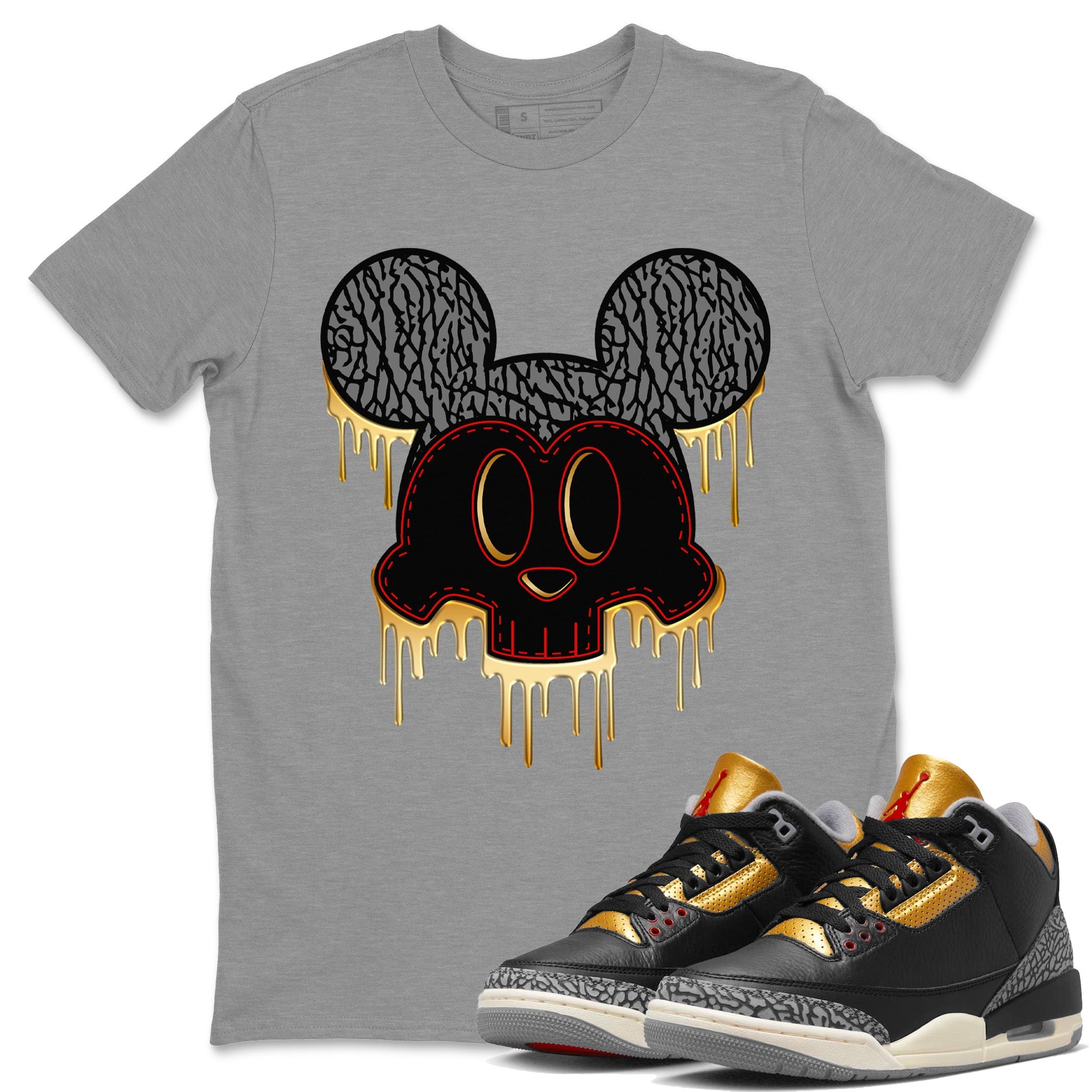 Skull Mouse Unisex Tops - Air Jordan 3 Black Gold