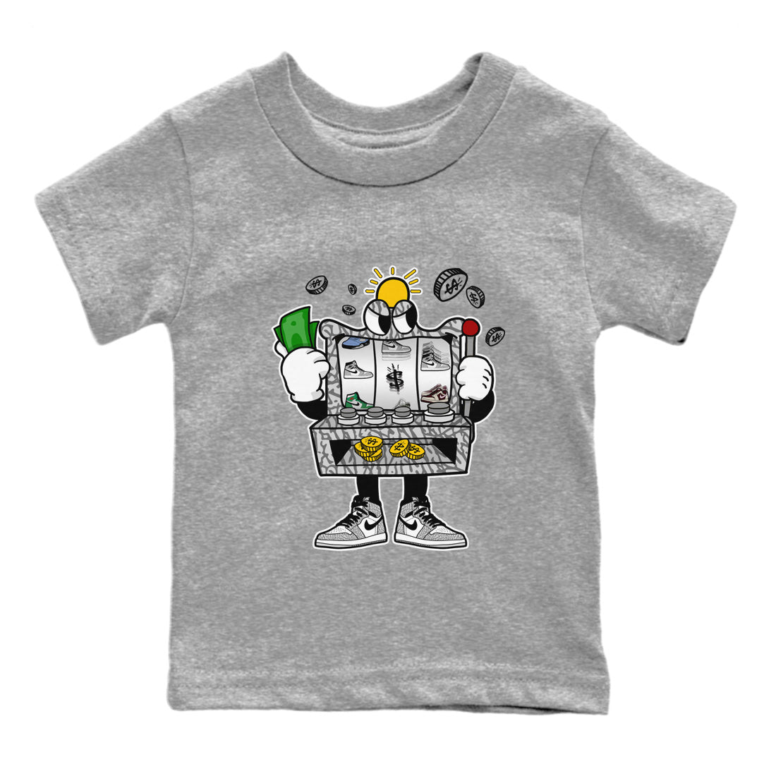 Slot Machine Kids Tops - Air Jordan 1 White Cement