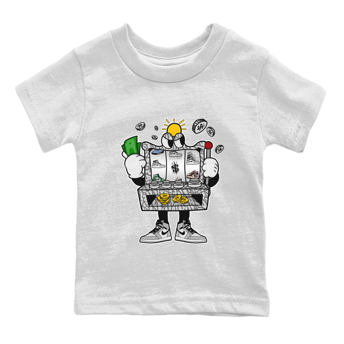 Slot Machine Kids Tops - Air Jordan 1 White Cement