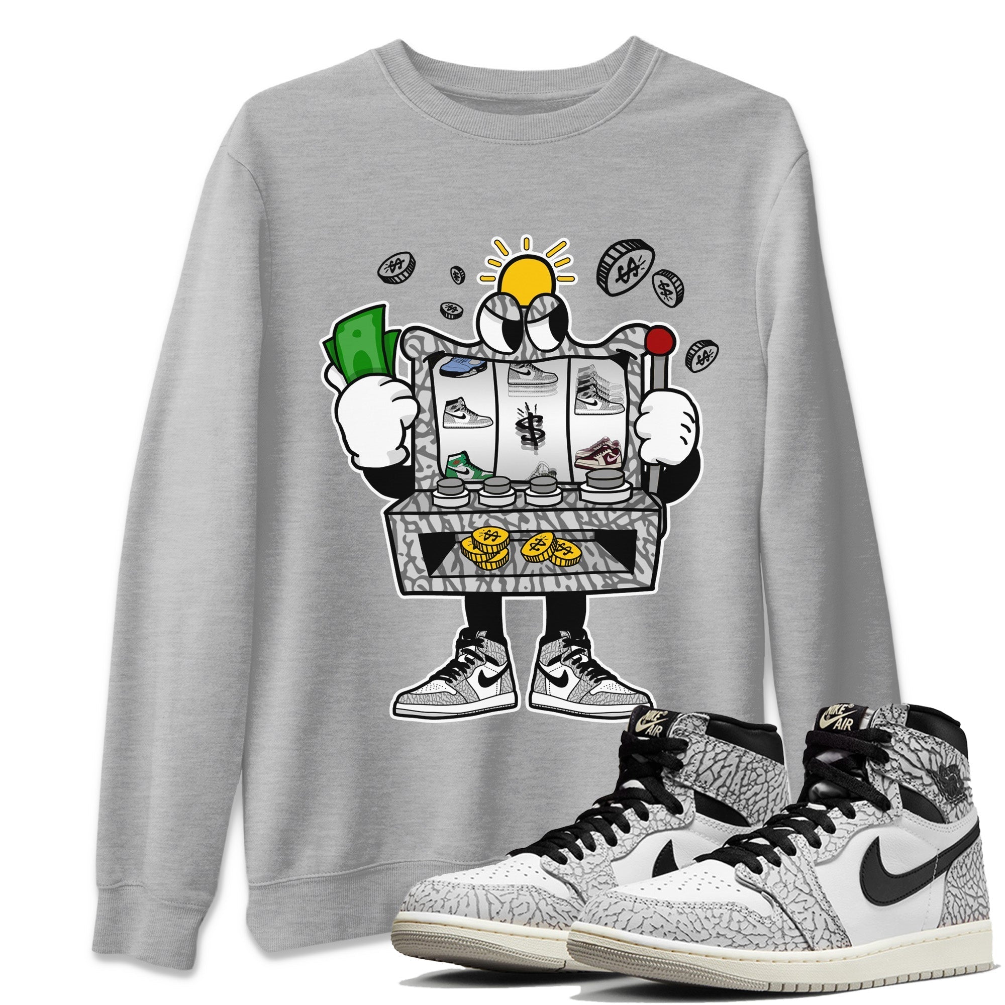 Slot Machine Unisex Tops - Air Jordan 1 White Cement