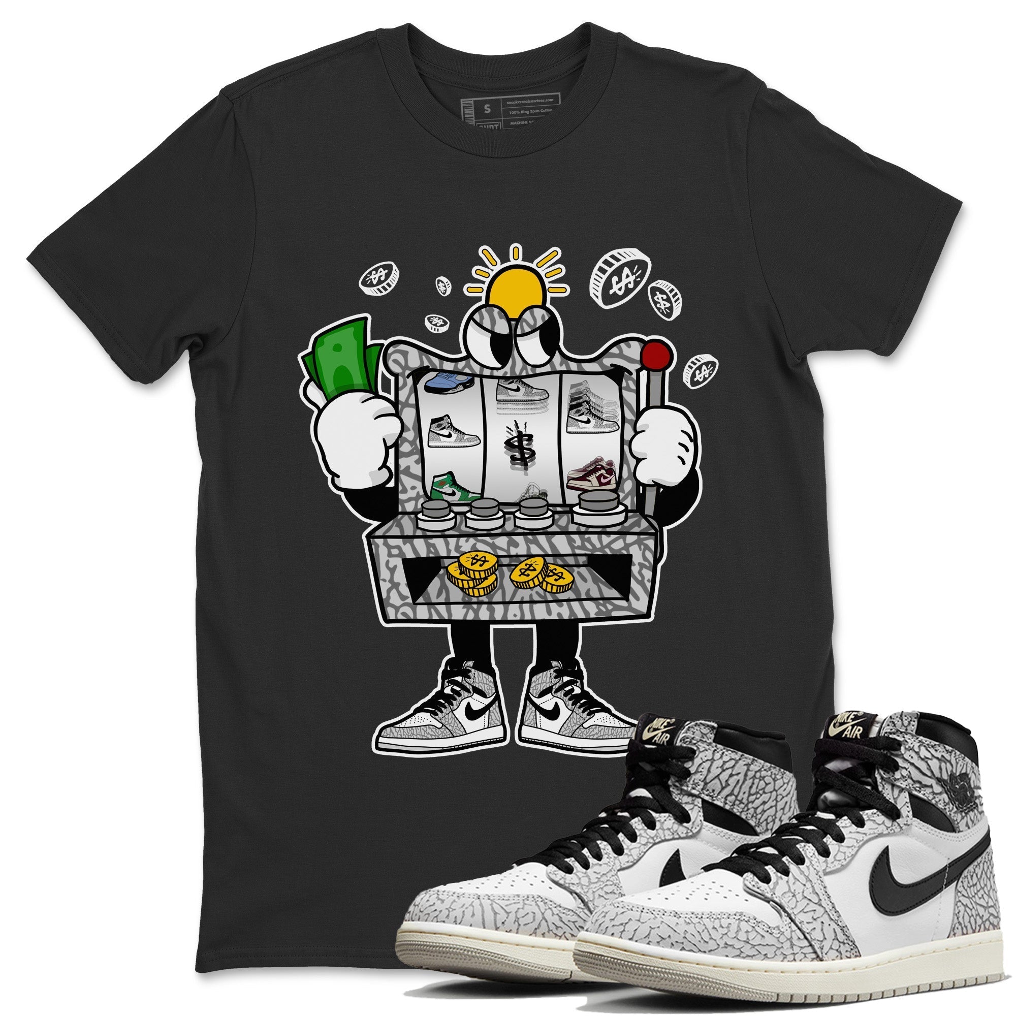 Slot Machine Unisex Tops - Air Jordan 1 White Cement