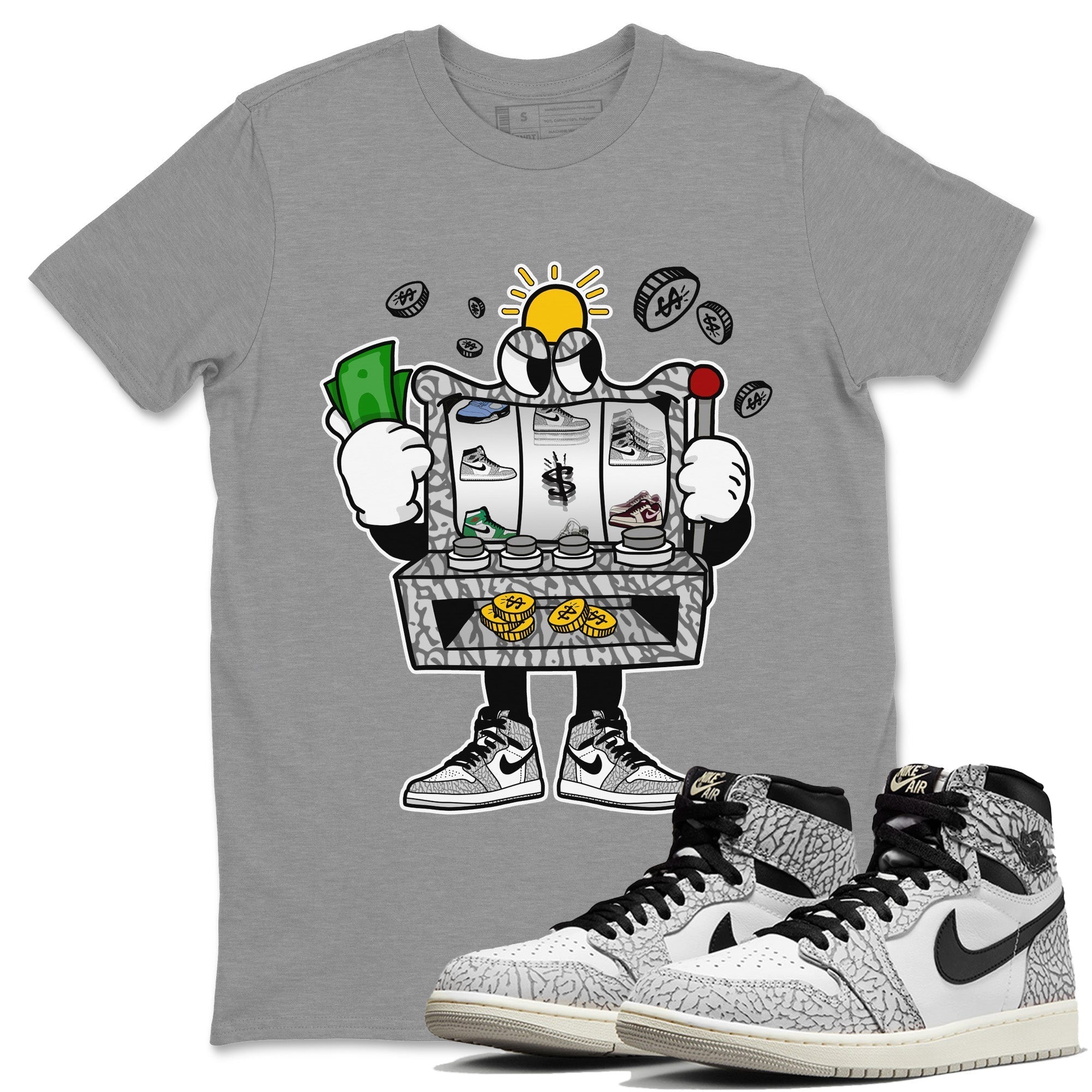 Slot Machine Unisex Tops - Air Jordan 1 White Cement