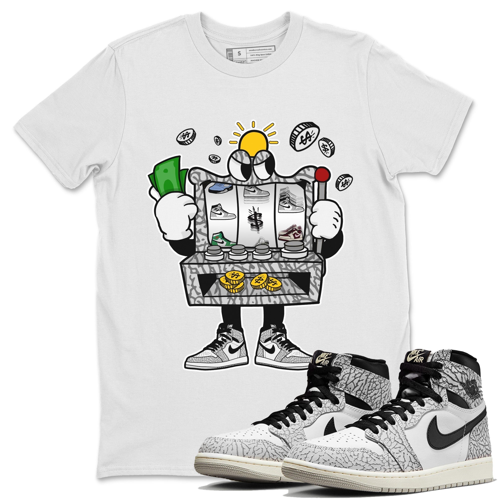 Slot Machine Unisex Tops - Air Jordan 1 White Cement