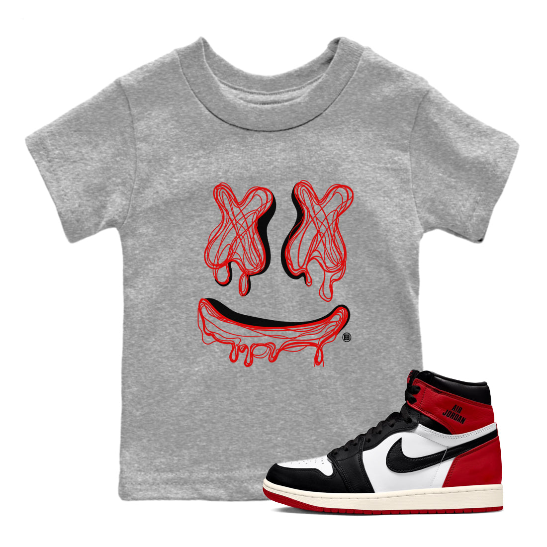 Smile Doodle snkmatch Tees Kids - Air Jordan 1 Black Toe Reimagined